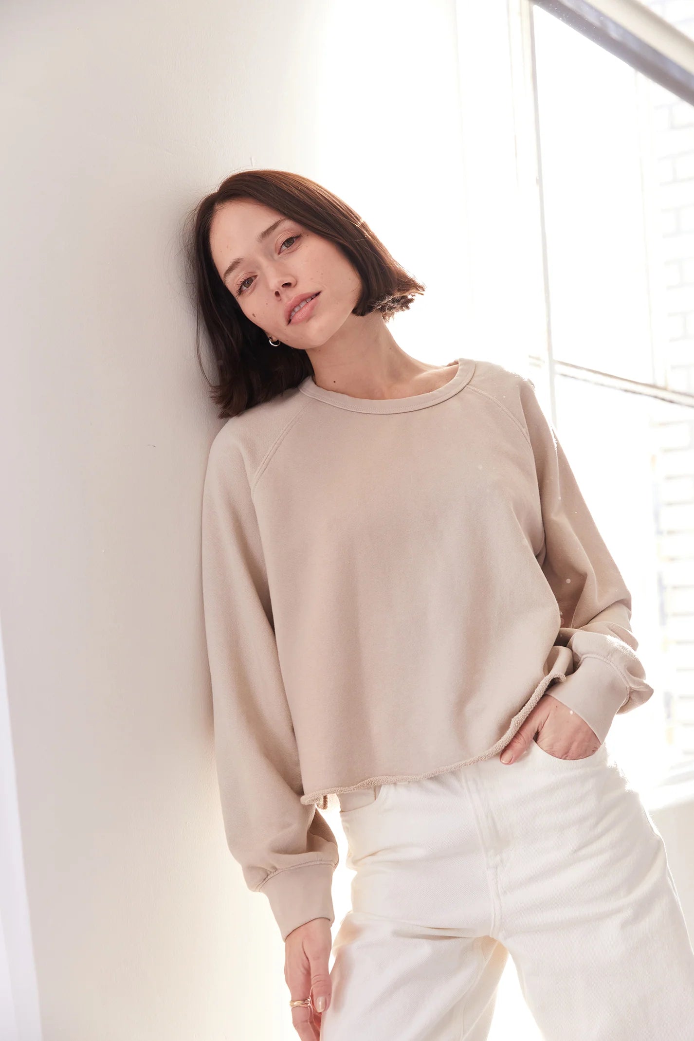 Raw Edge Crop Sweatshirt