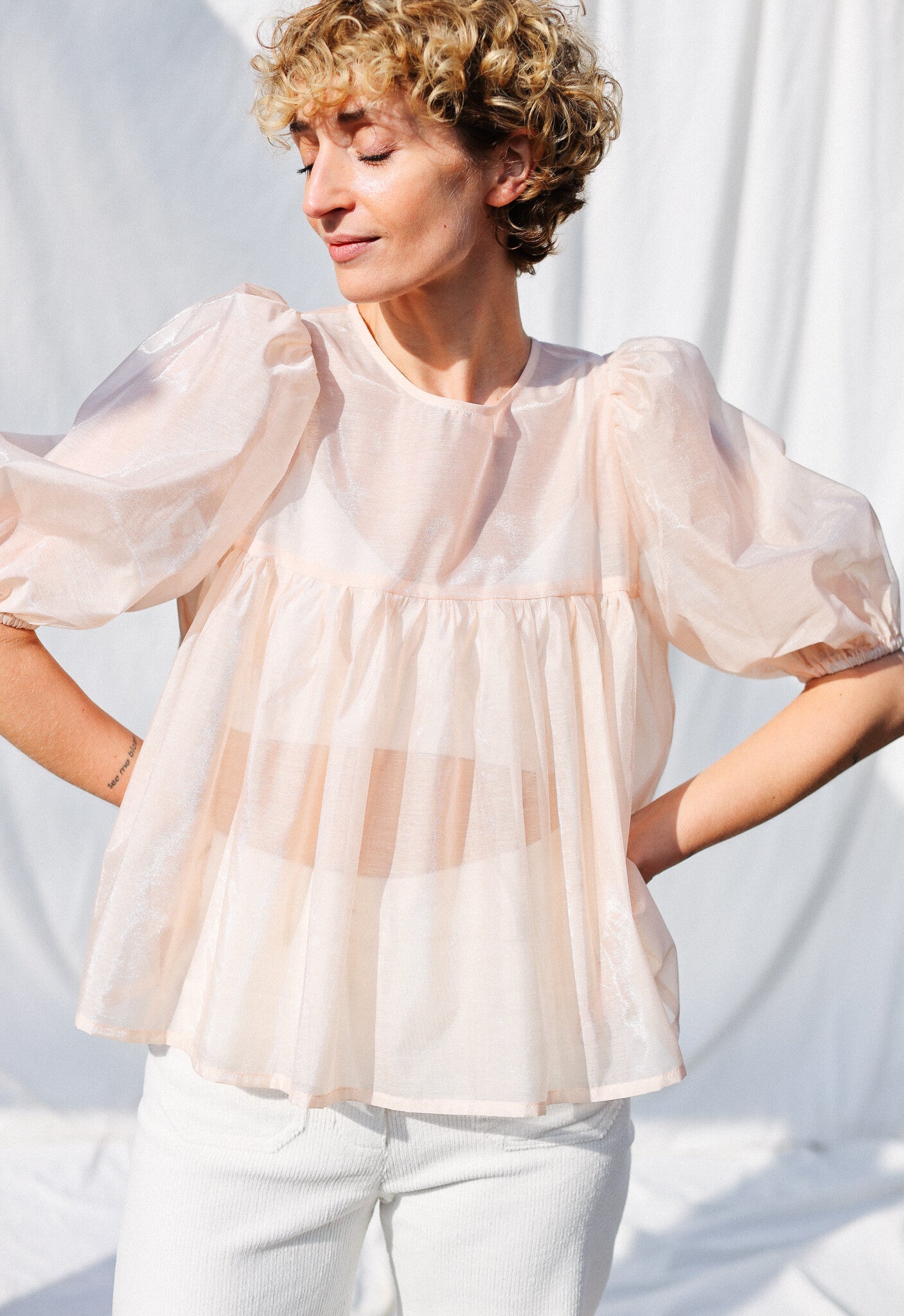 Puffy Sleeve Organza Blouse