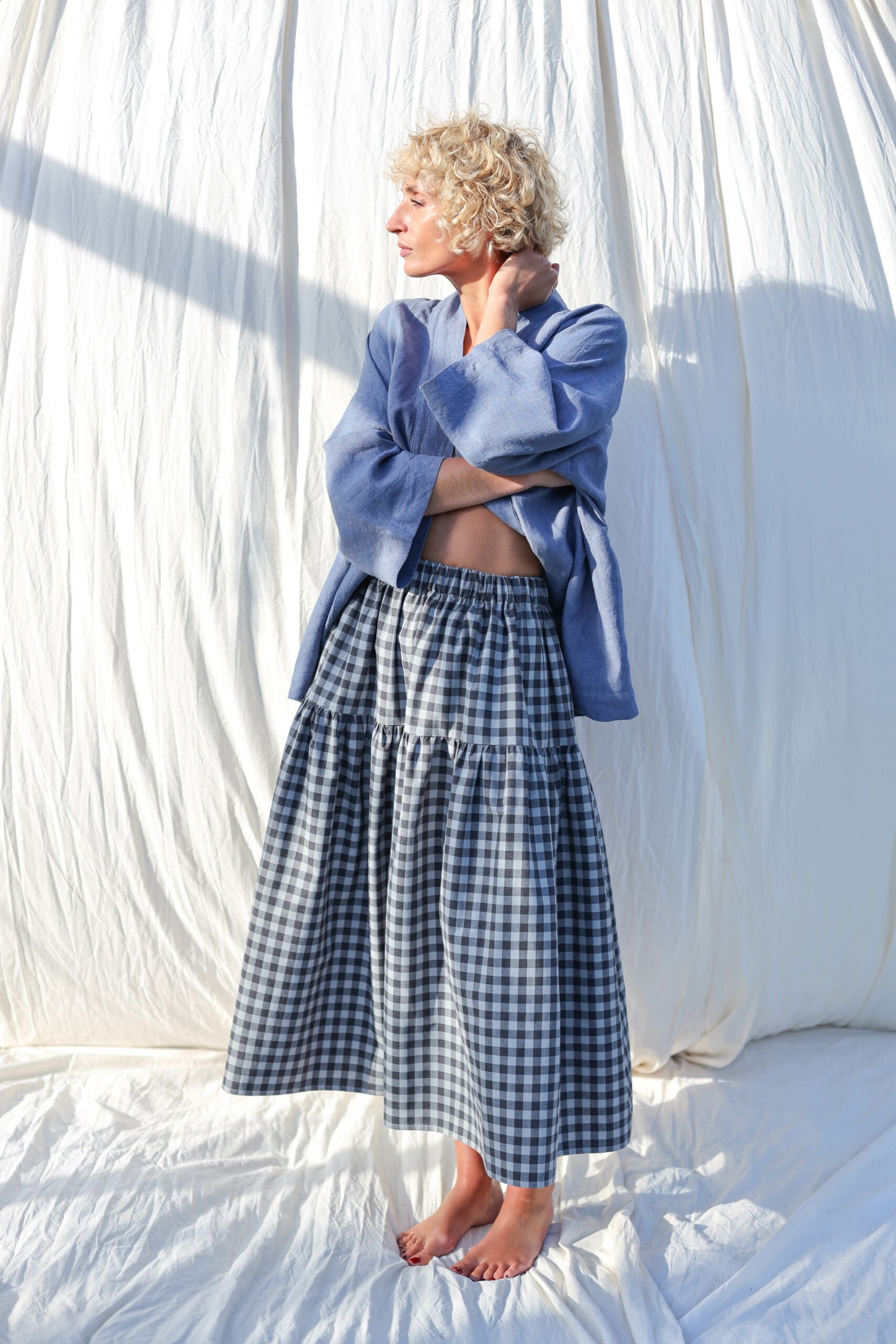 Checkered Tiered Skirt
