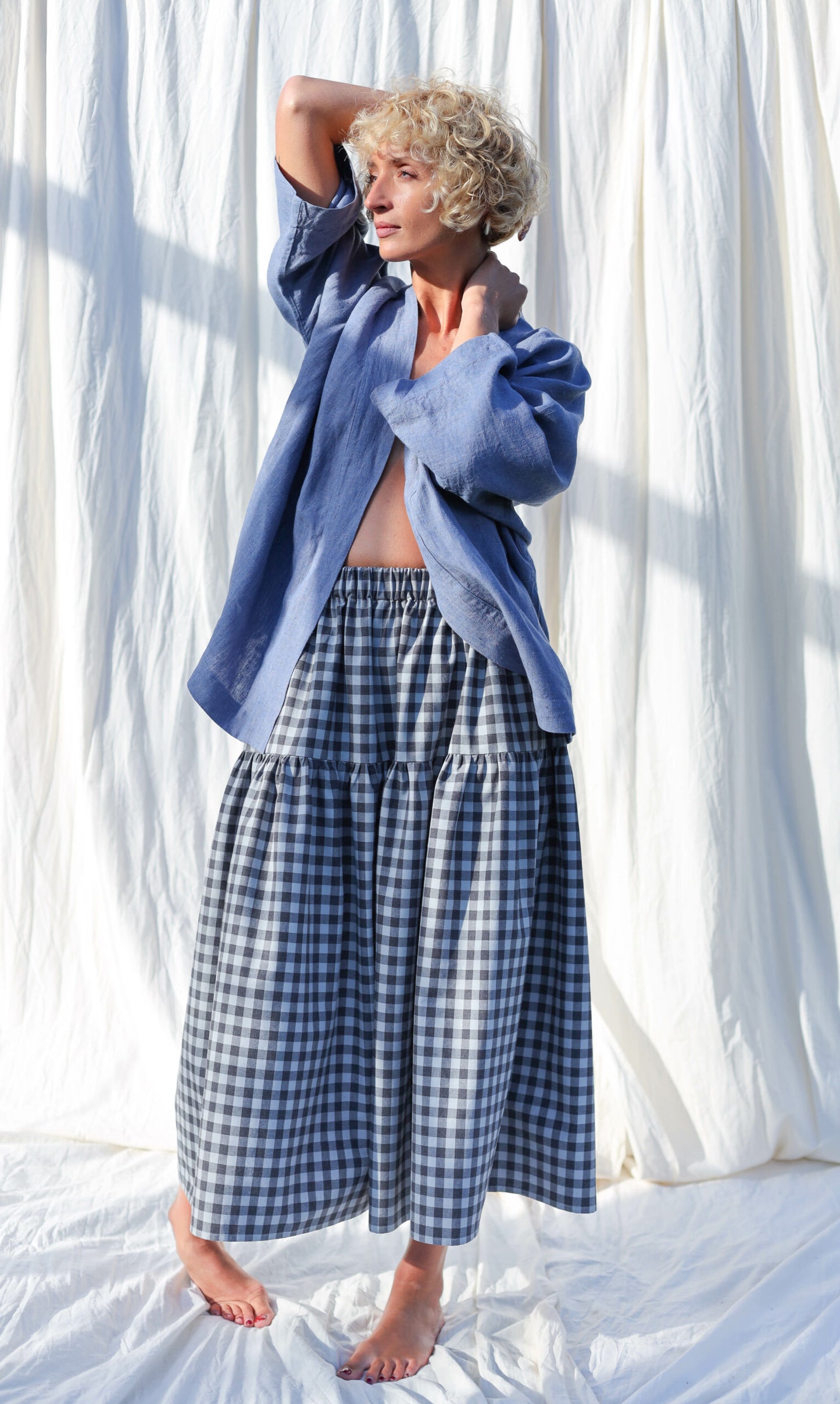 Checkered Tiered Skirt