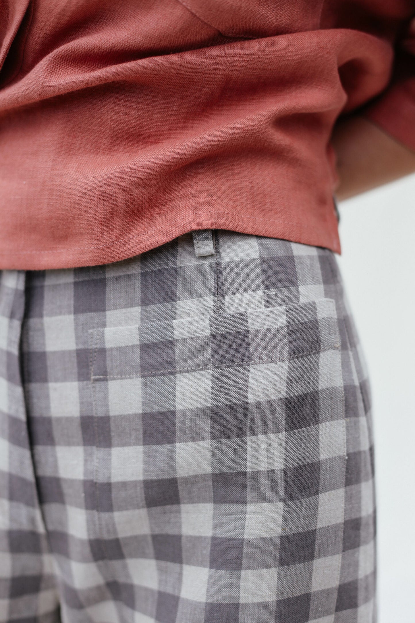 Checkered Linen High Waisted Culottes