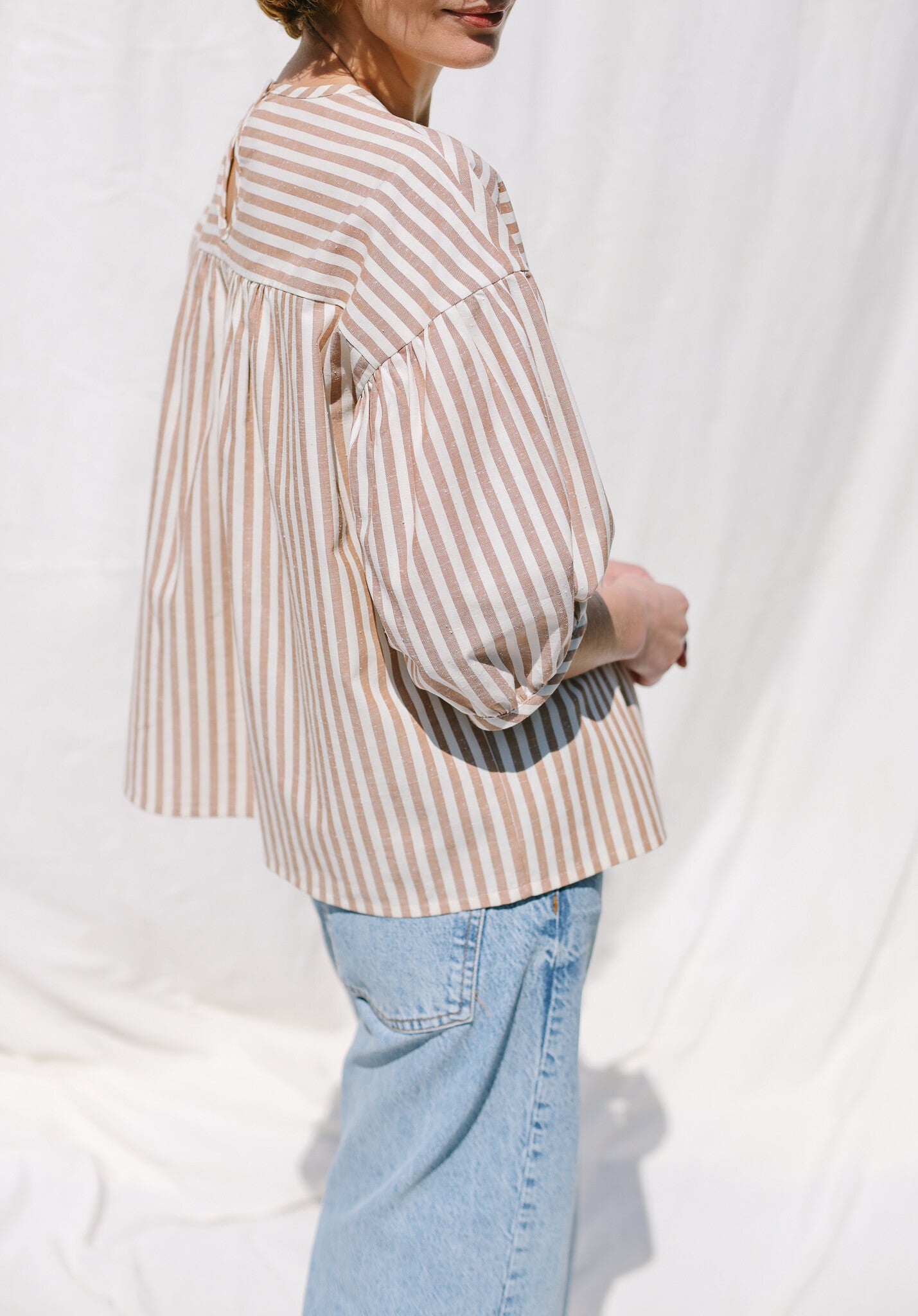 Dropped Shoulder Striped Blouse