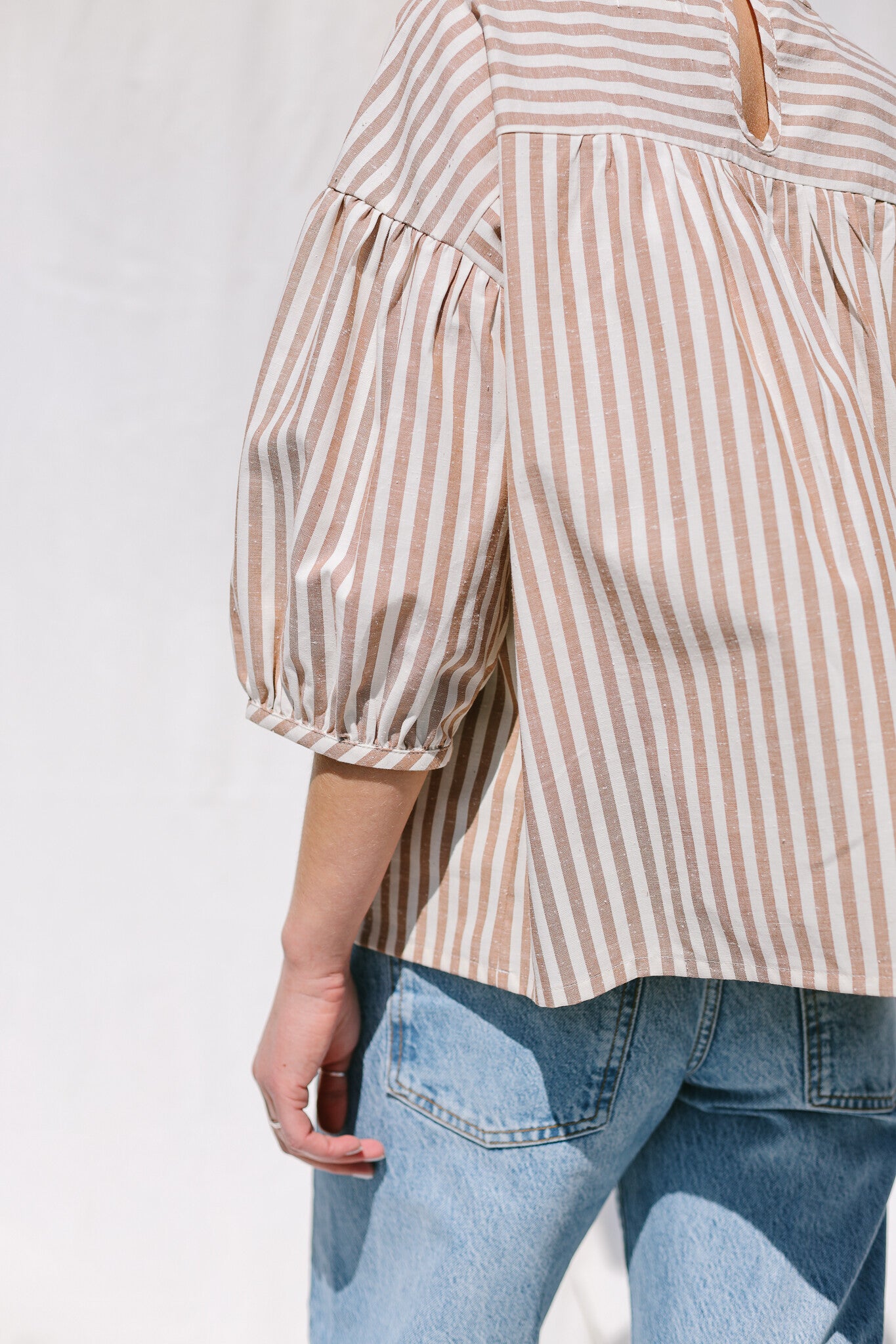 Dropped Shoulder Striped Blouse