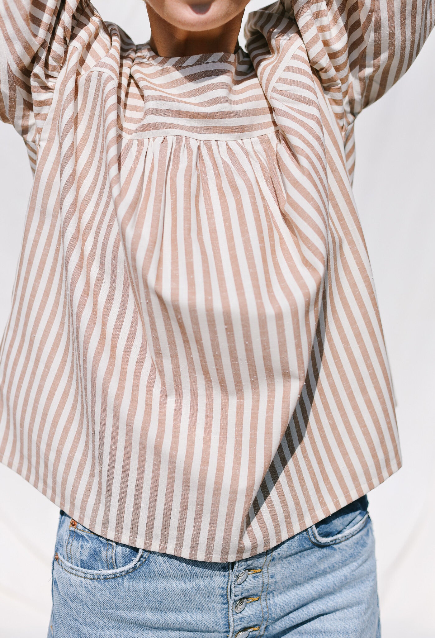 Dropped Shoulder Striped Blouse