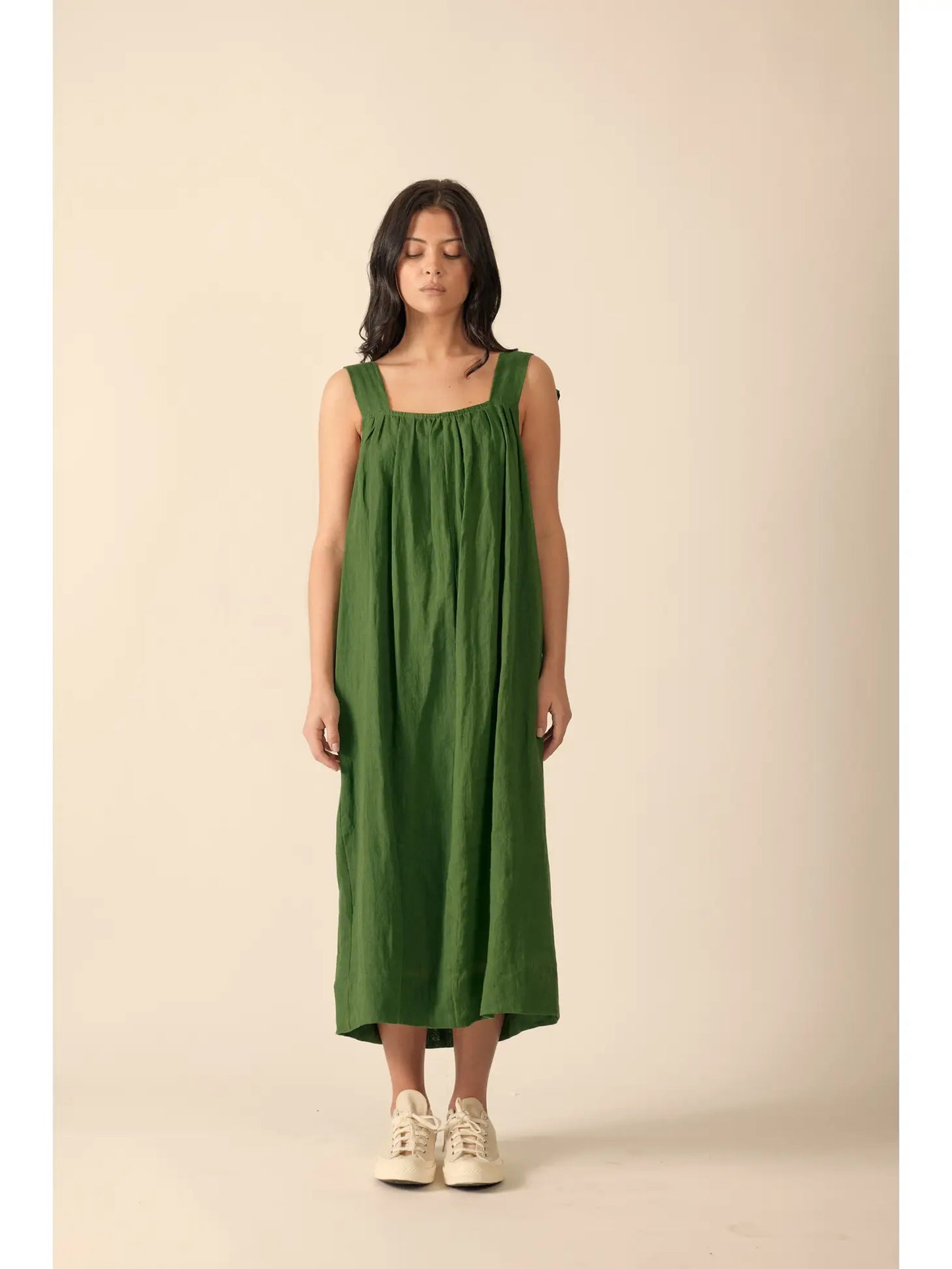 Shoulder Tie Linen Dress
