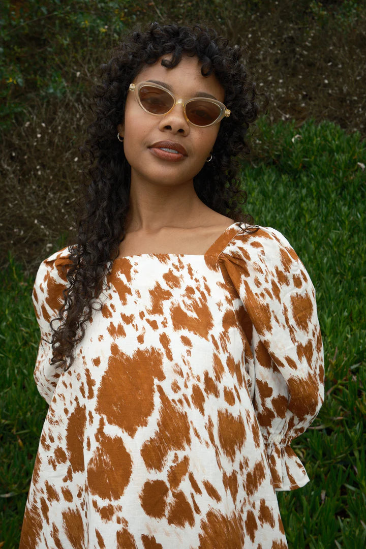 cow print dress brown Lola Cow Print Mini Dress (Brown)