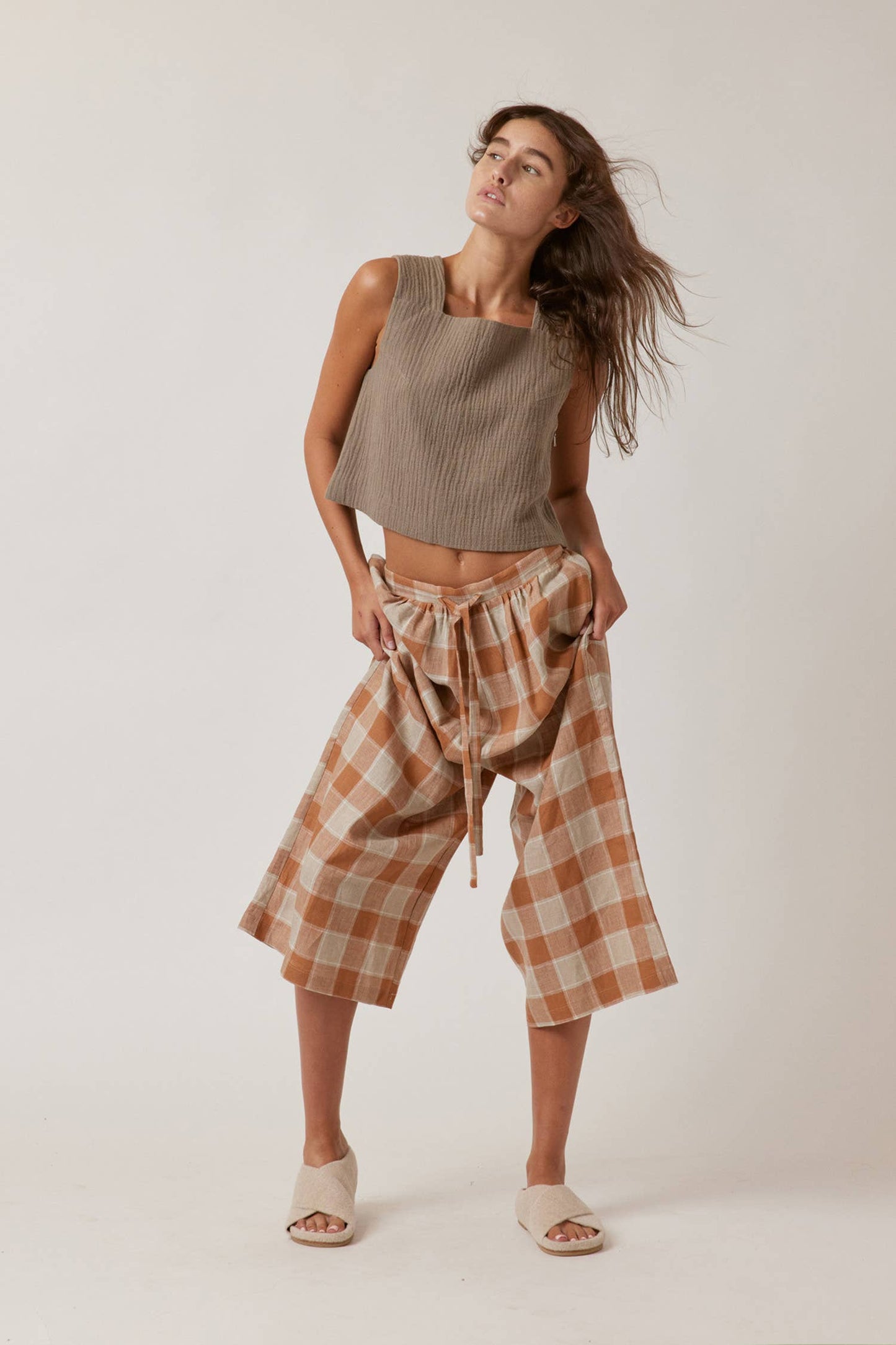 Front Tie Linen Pants