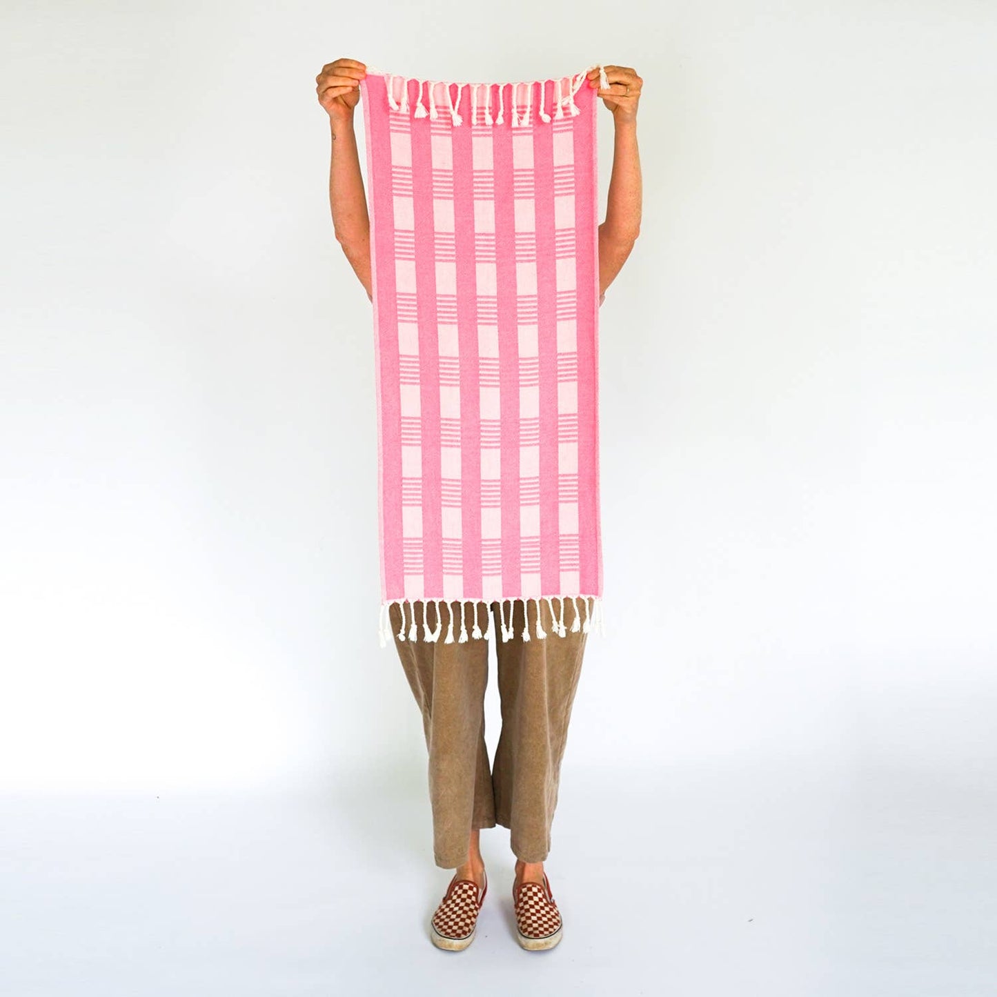 Plaid Turkish Hand Towel - Flamingo