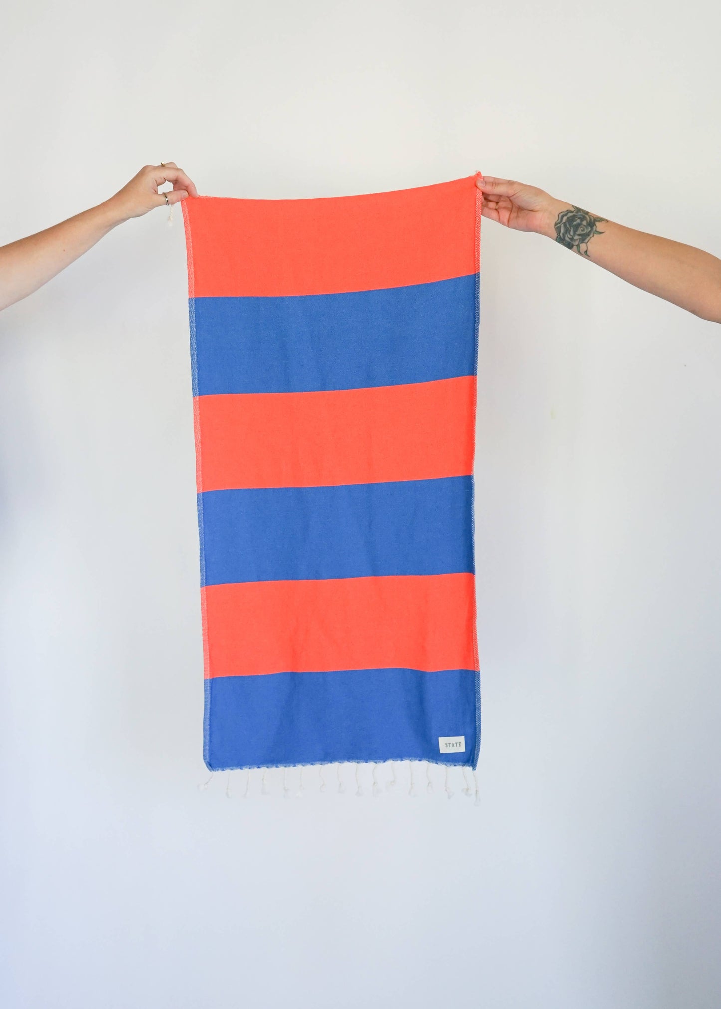Wide Stripe Turkish Hand Towel - Sunset