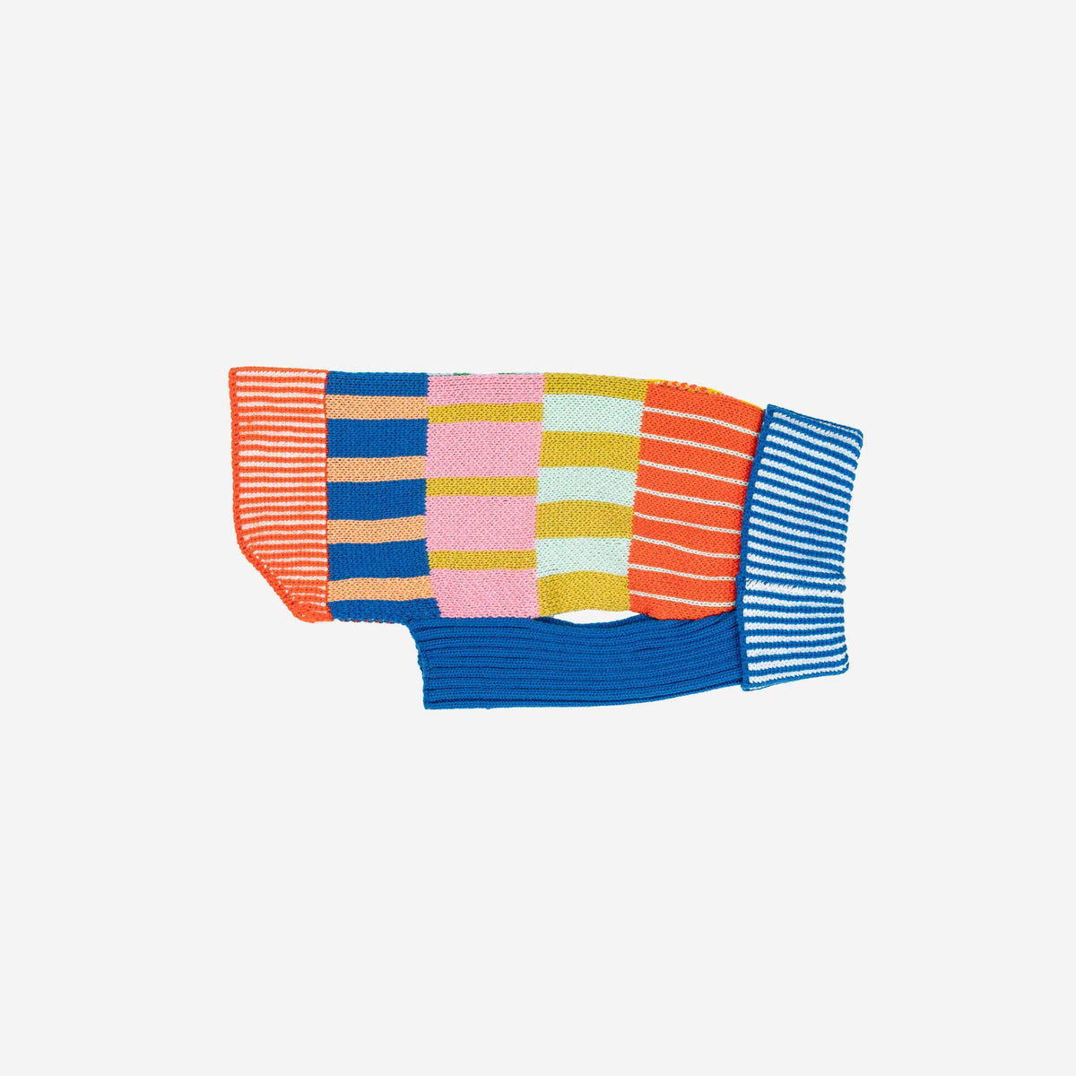 Patchwork Stripe Dog Sweater: Rainbow