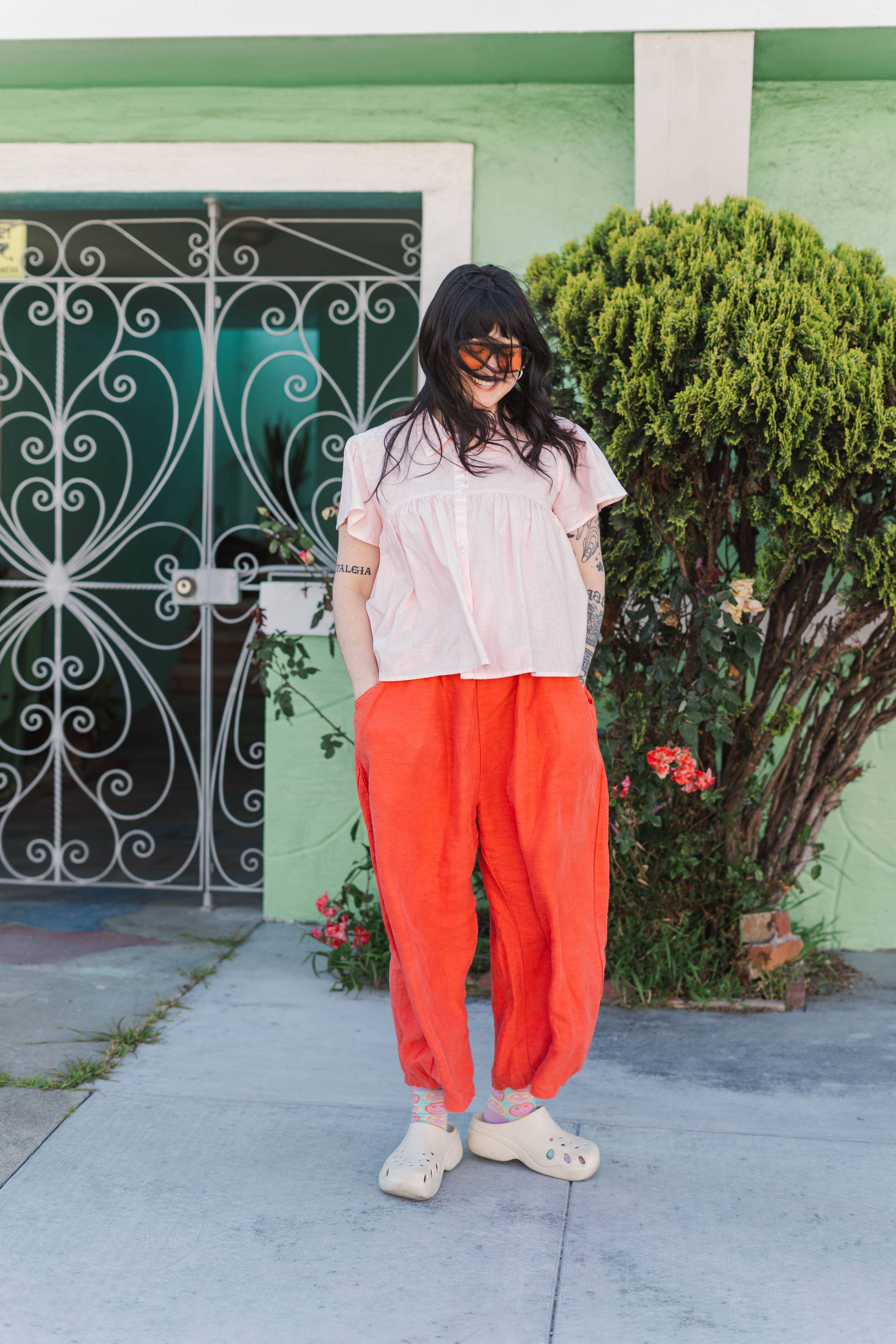 Tomato Linen Balloon Pant