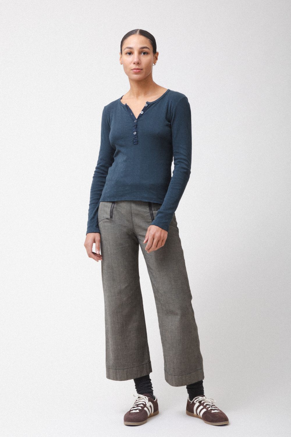 Pointelle Henley | Deep Teal