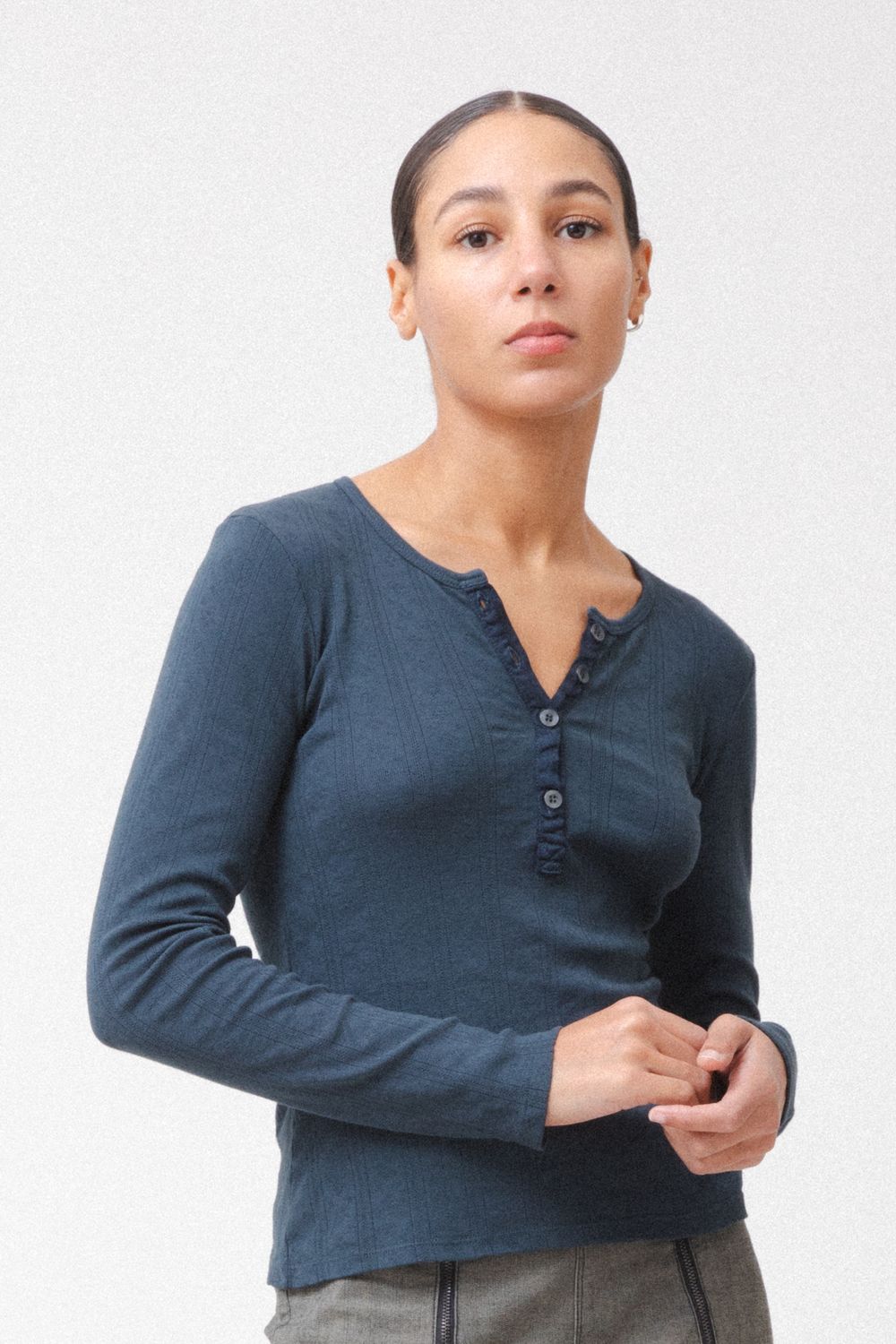 Pointelle Henley | Deep Teal