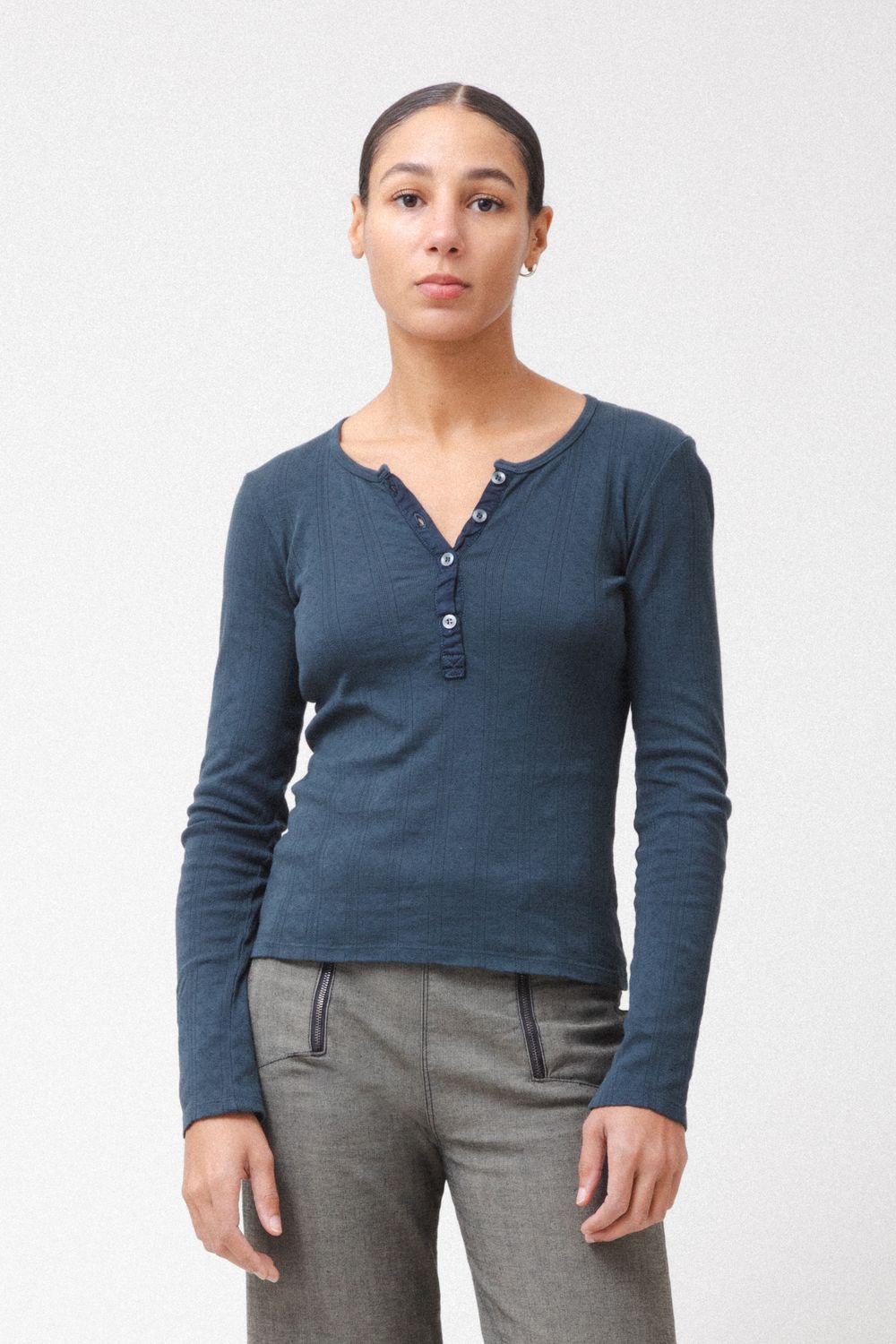 Pointelle Henley | Deep Teal
