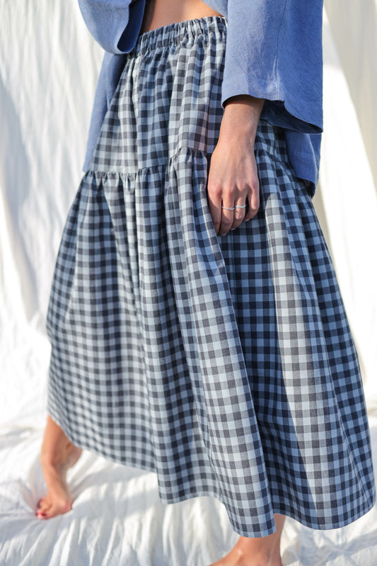 Checkered Tiered Skirt