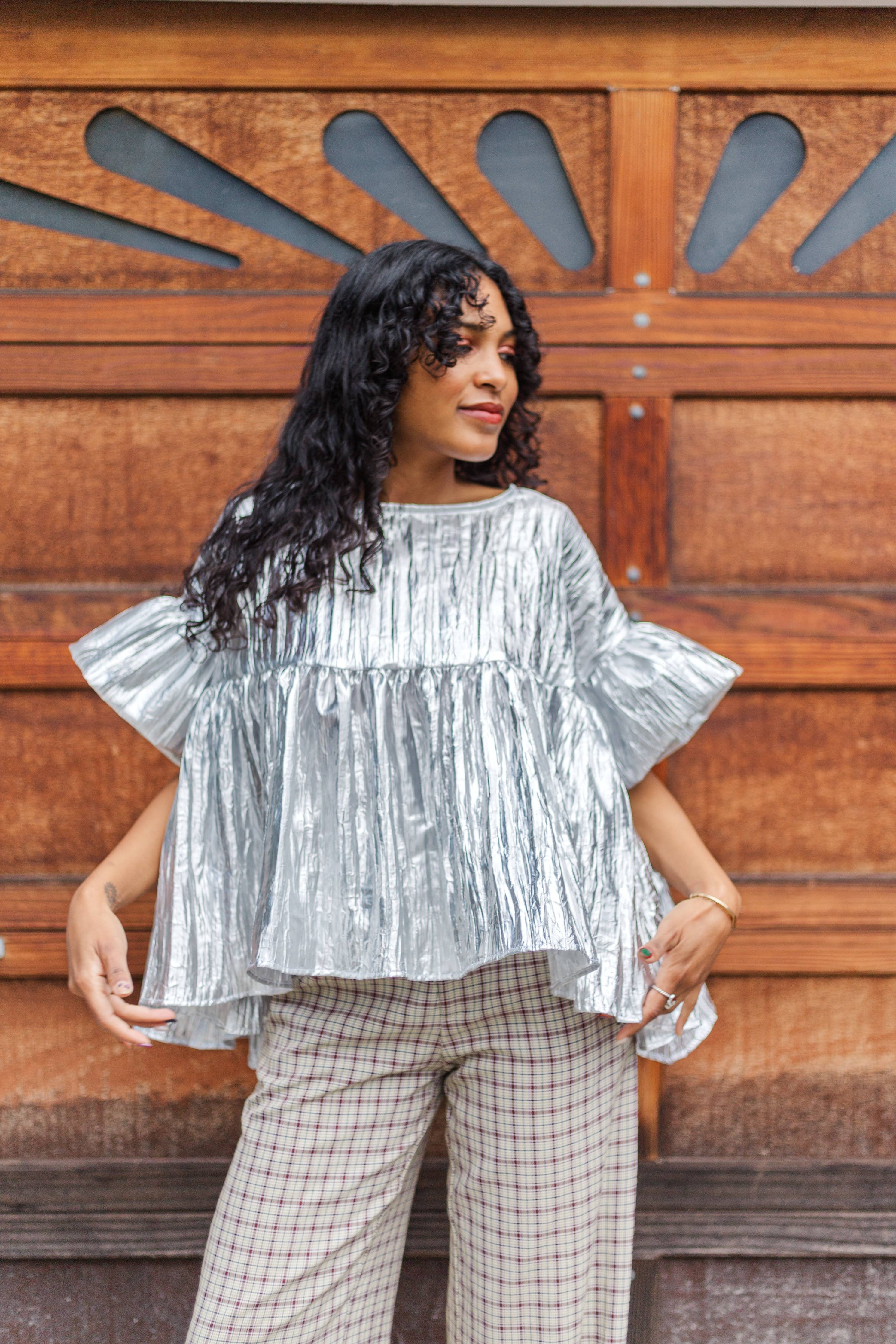 Silver Metallic Mushroom Top