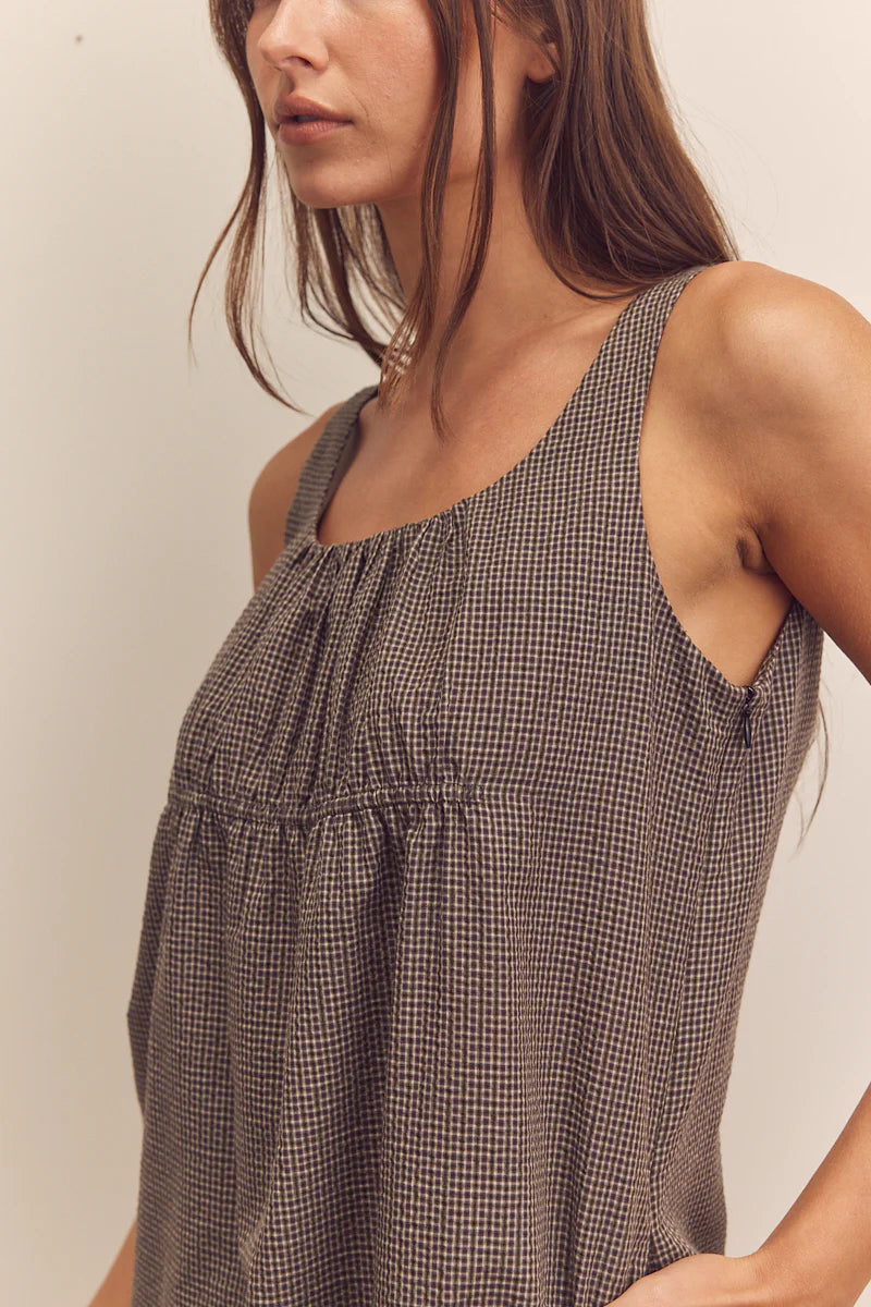 Front Shirring Knee Dress