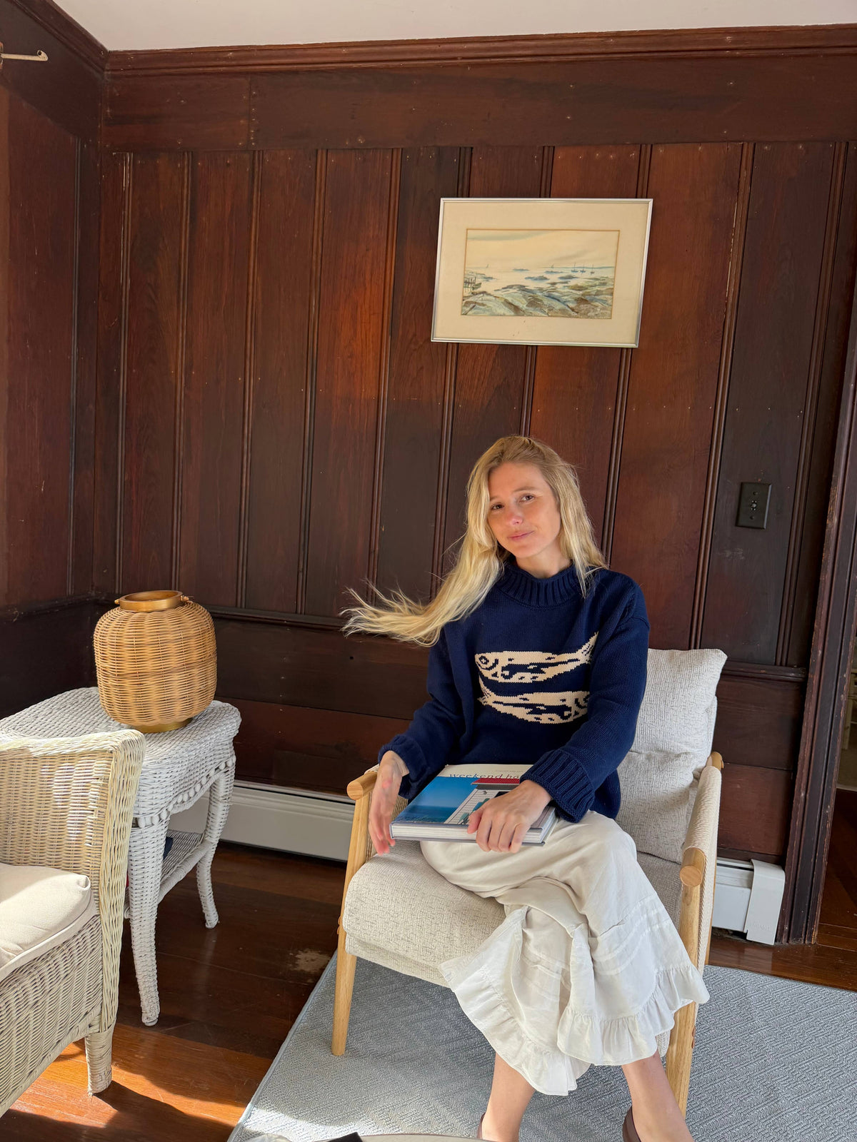 Beaten Path Co - NAVY COTTON FISH SWEATER: Small