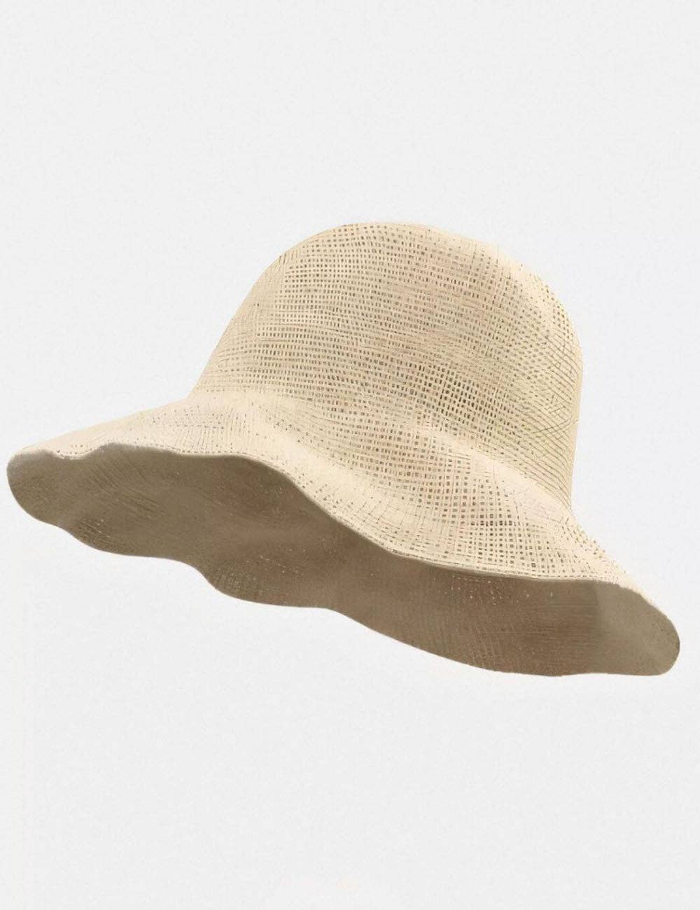 Dipped Shop - Casual Wide Brim Handwoven Straw Bucket Hat DP25E415: Khaki 8cm