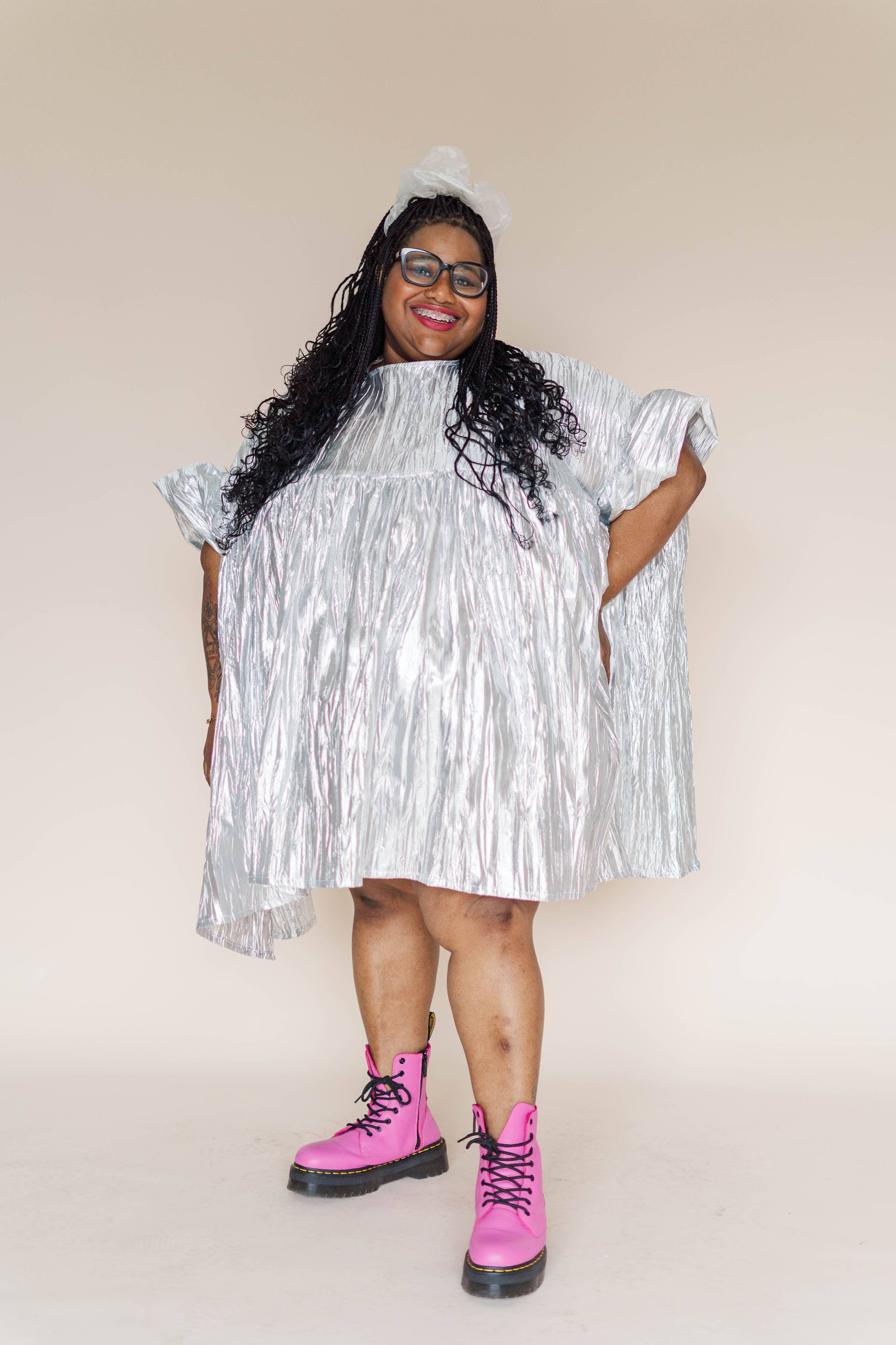 Silver Metallic Mini Dress