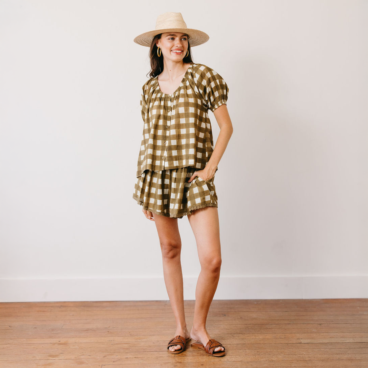 Painted Gingham Frances Top