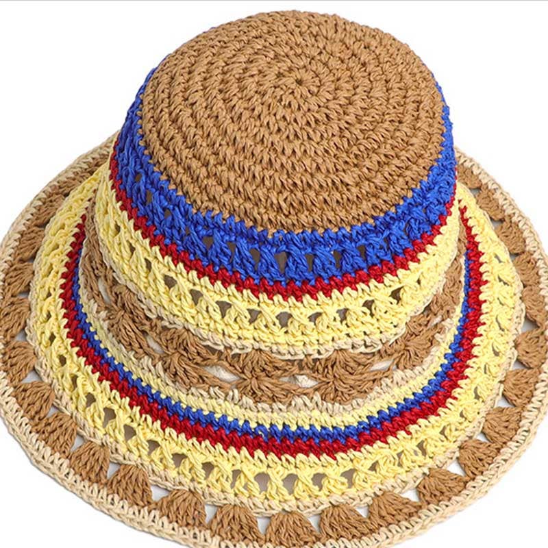 Dipped Shop - Fashion Color Block Striped Knit Bucket Hat 8BK6HAT41: Khaki