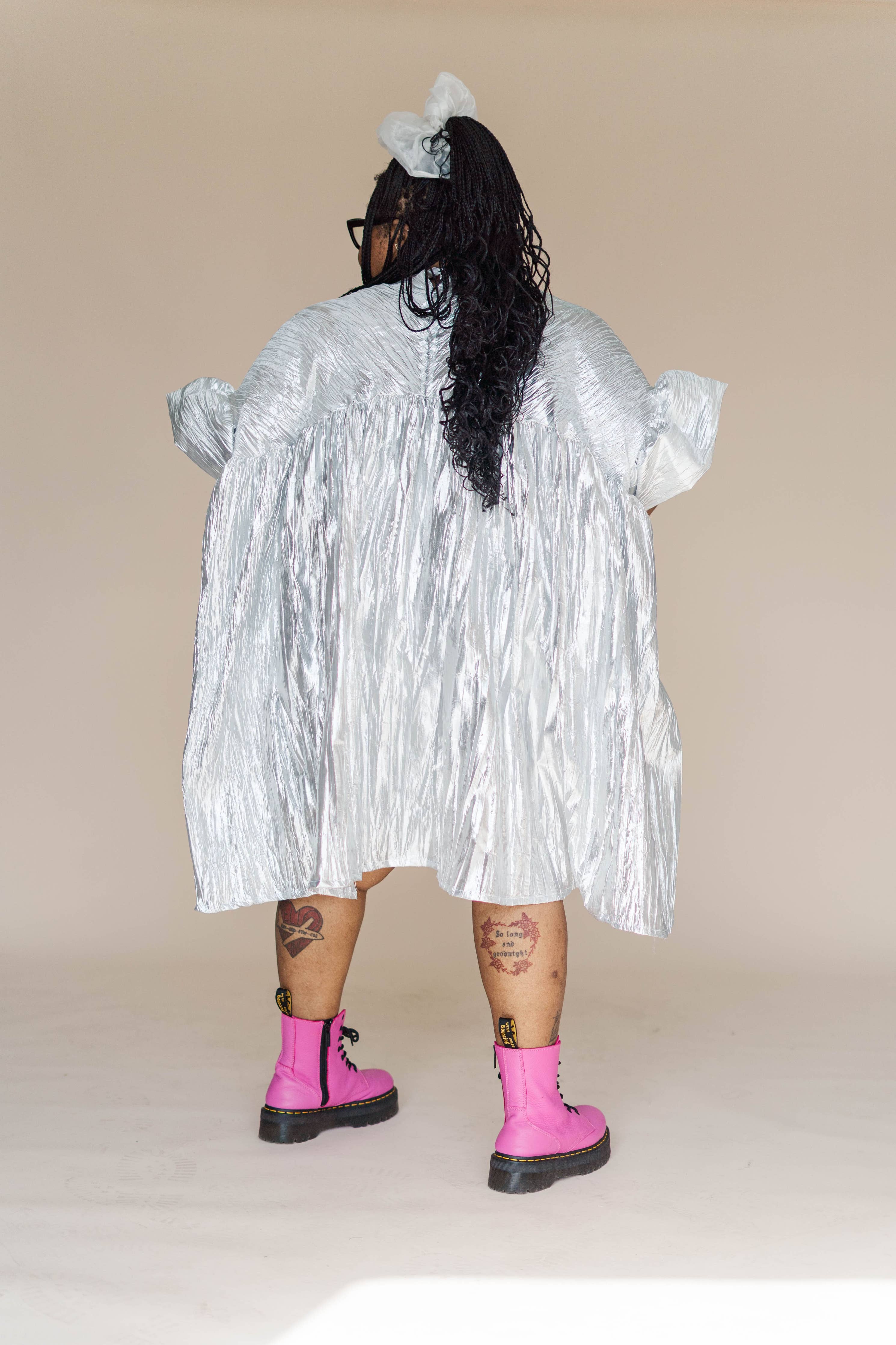 Silver Metallic Mini Dress
