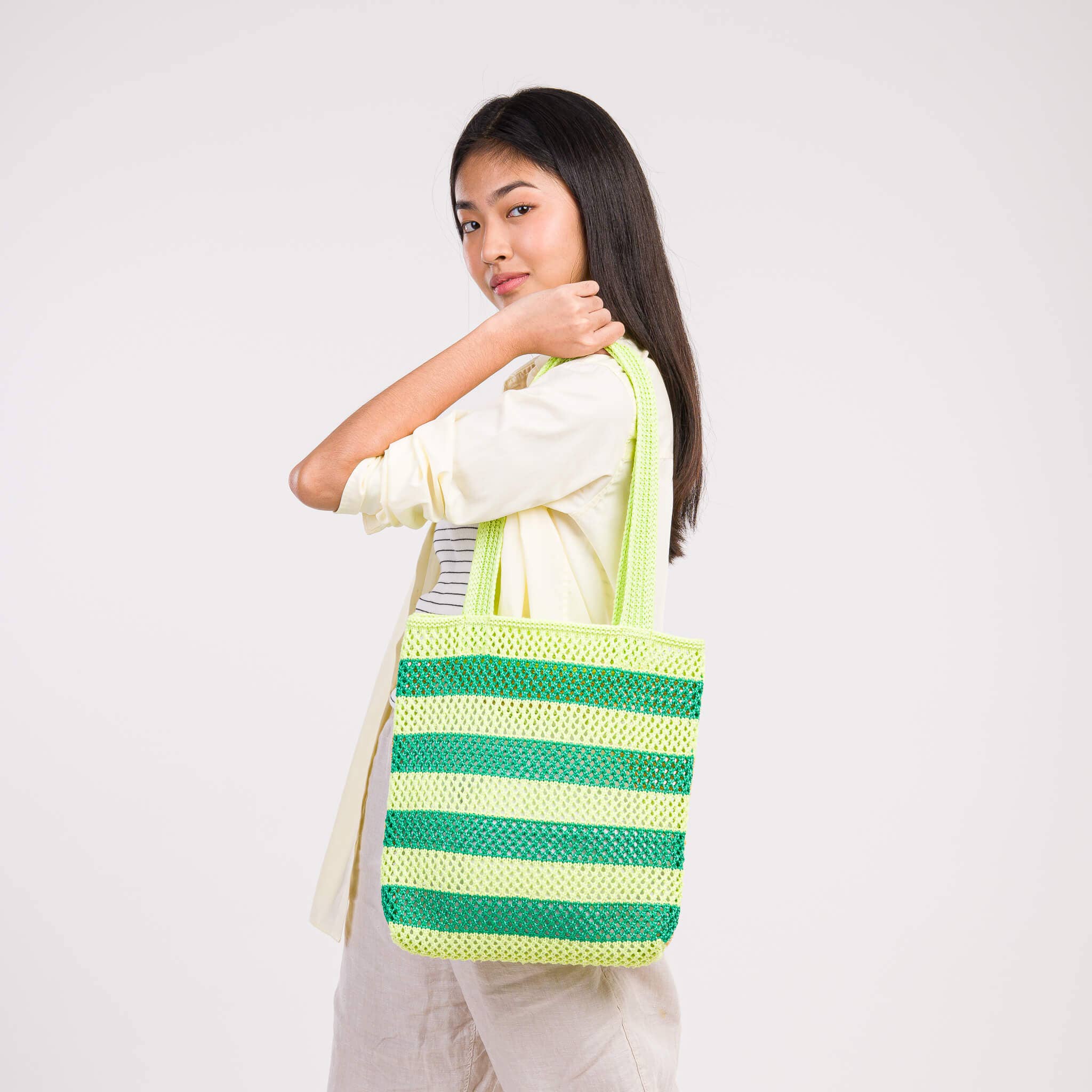 Stripe Raffia Tote
