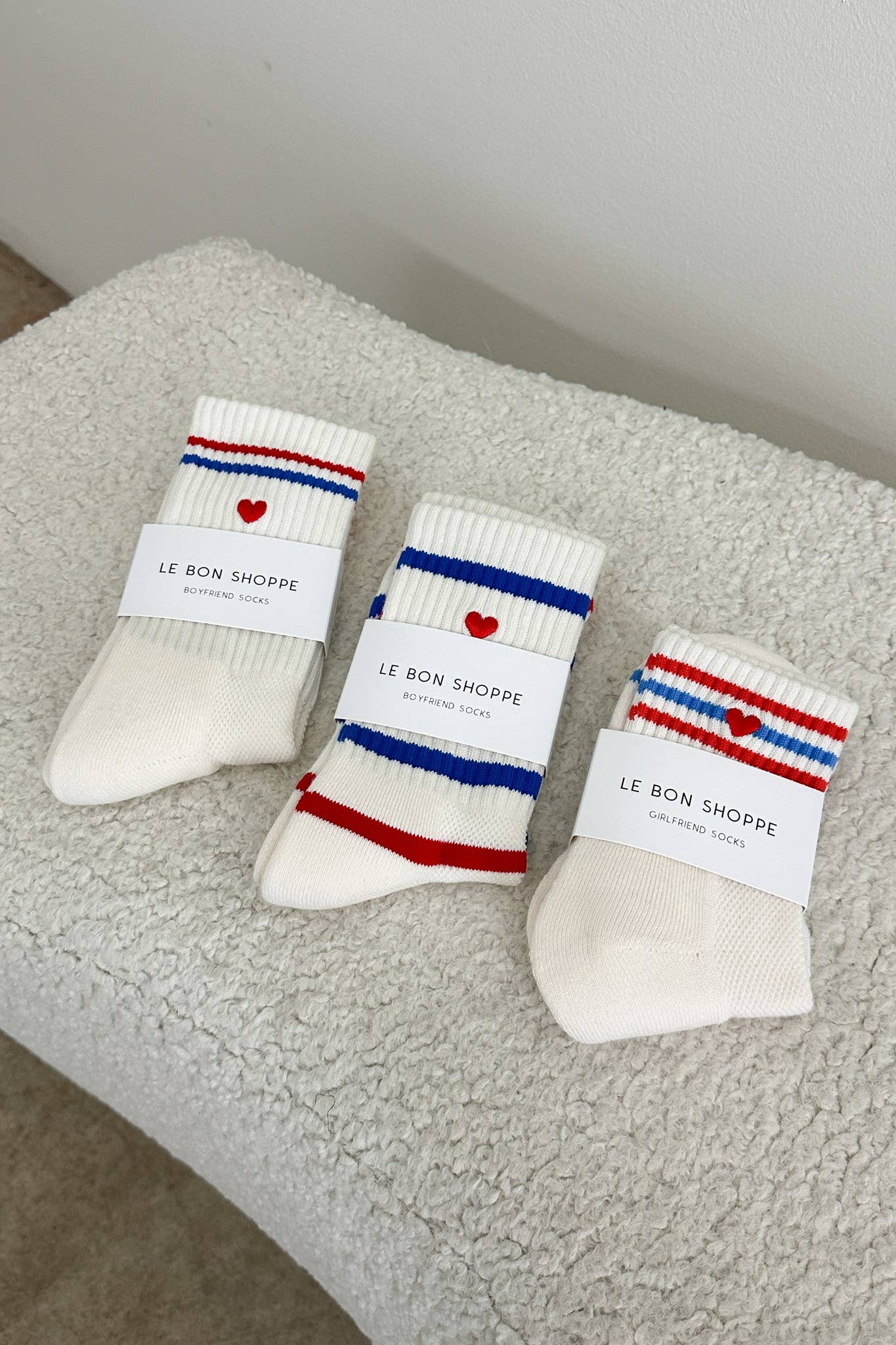 Embroidered Boyfriend socks: MILK + HEART