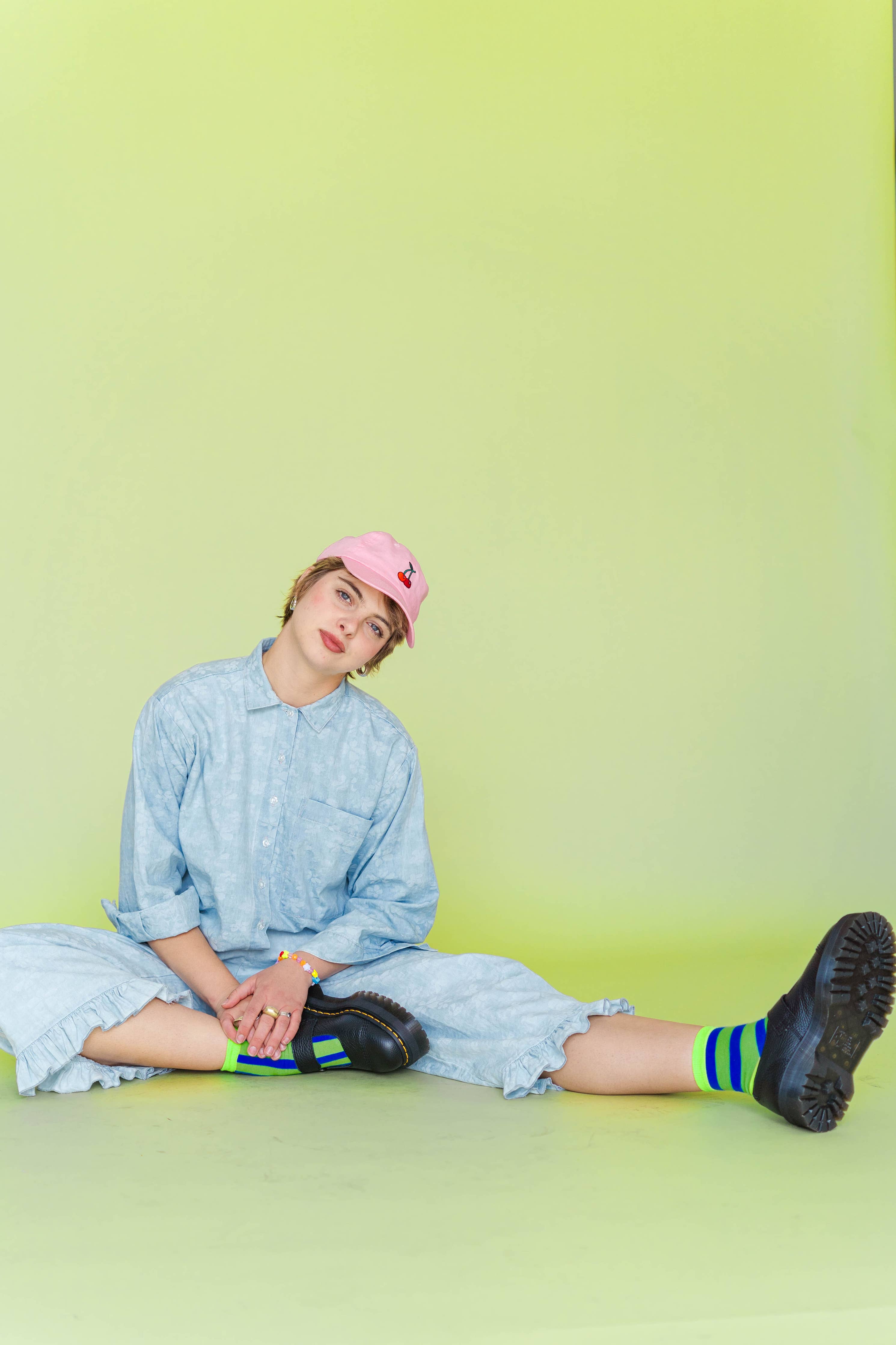 Floral Chambray Ruffle Pants