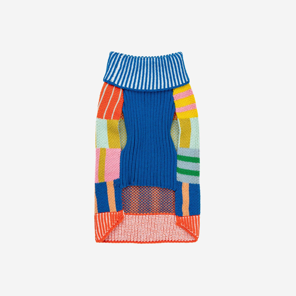 Patchwork Stripe Dog Sweater: Rainbow