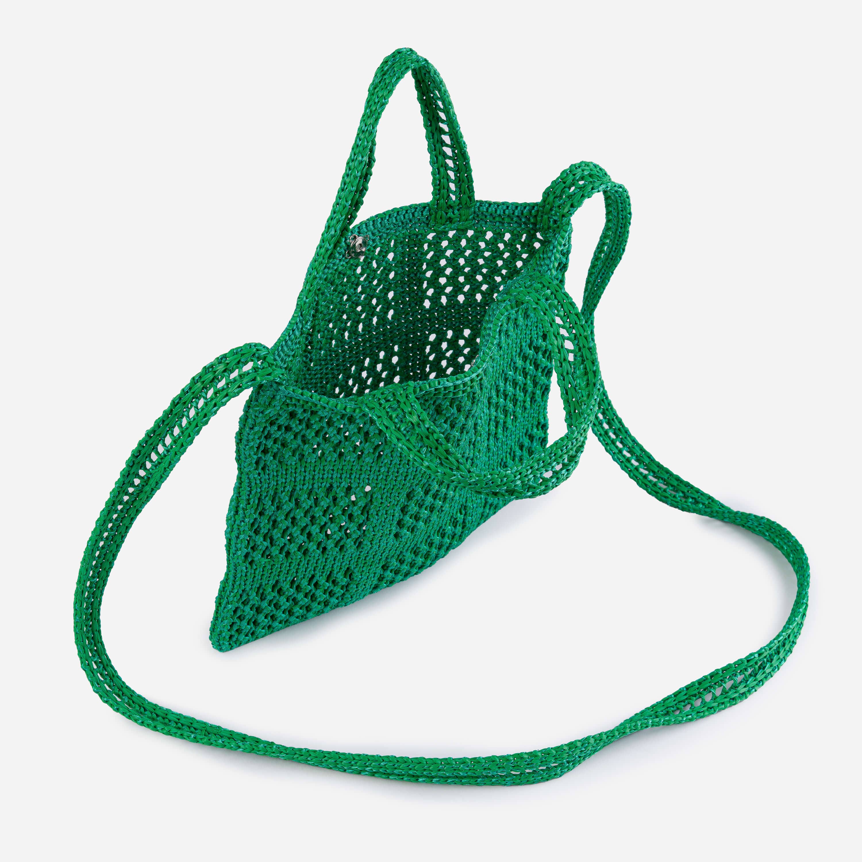 Grid Raffia Mini Tote