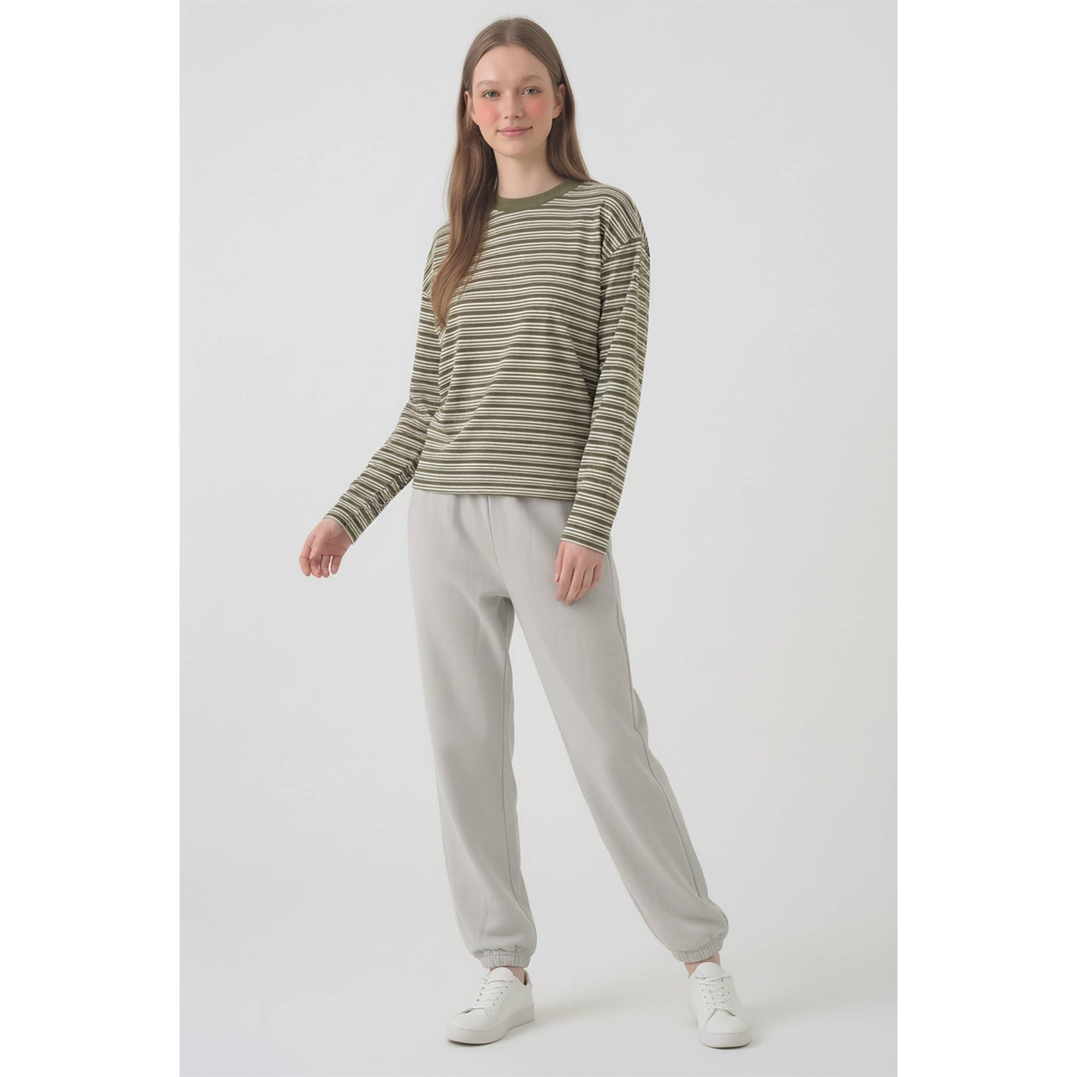 Relaxed Striped Tee | Olive