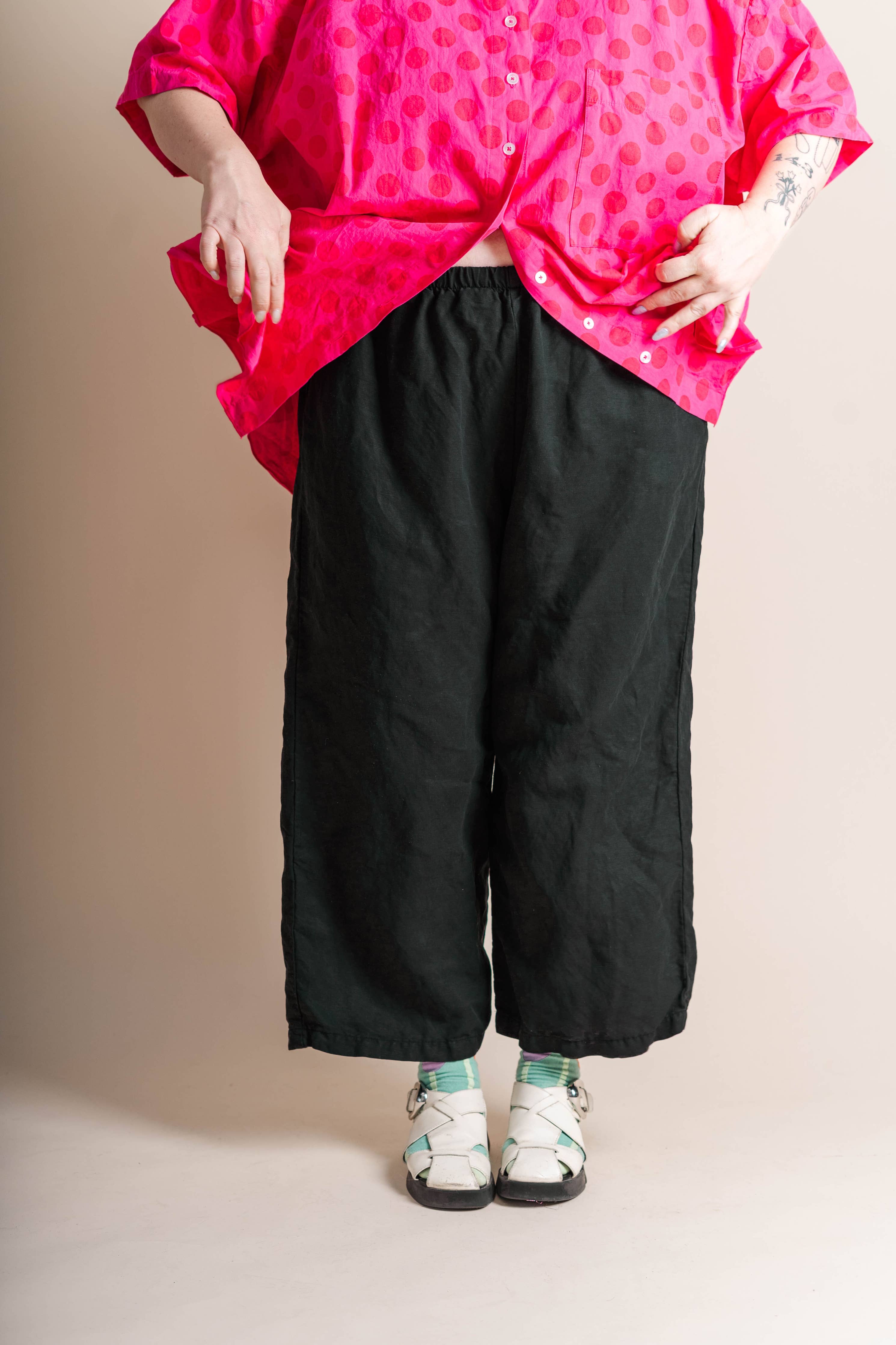 Nettle Studios - Plus Size Women's Pant - Black Linen Pant: L