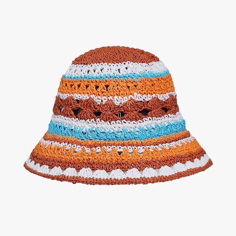 Dipped Shop - Fashion Color Block Striped Knit Bucket Hat 8BK6HAT41: Khaki