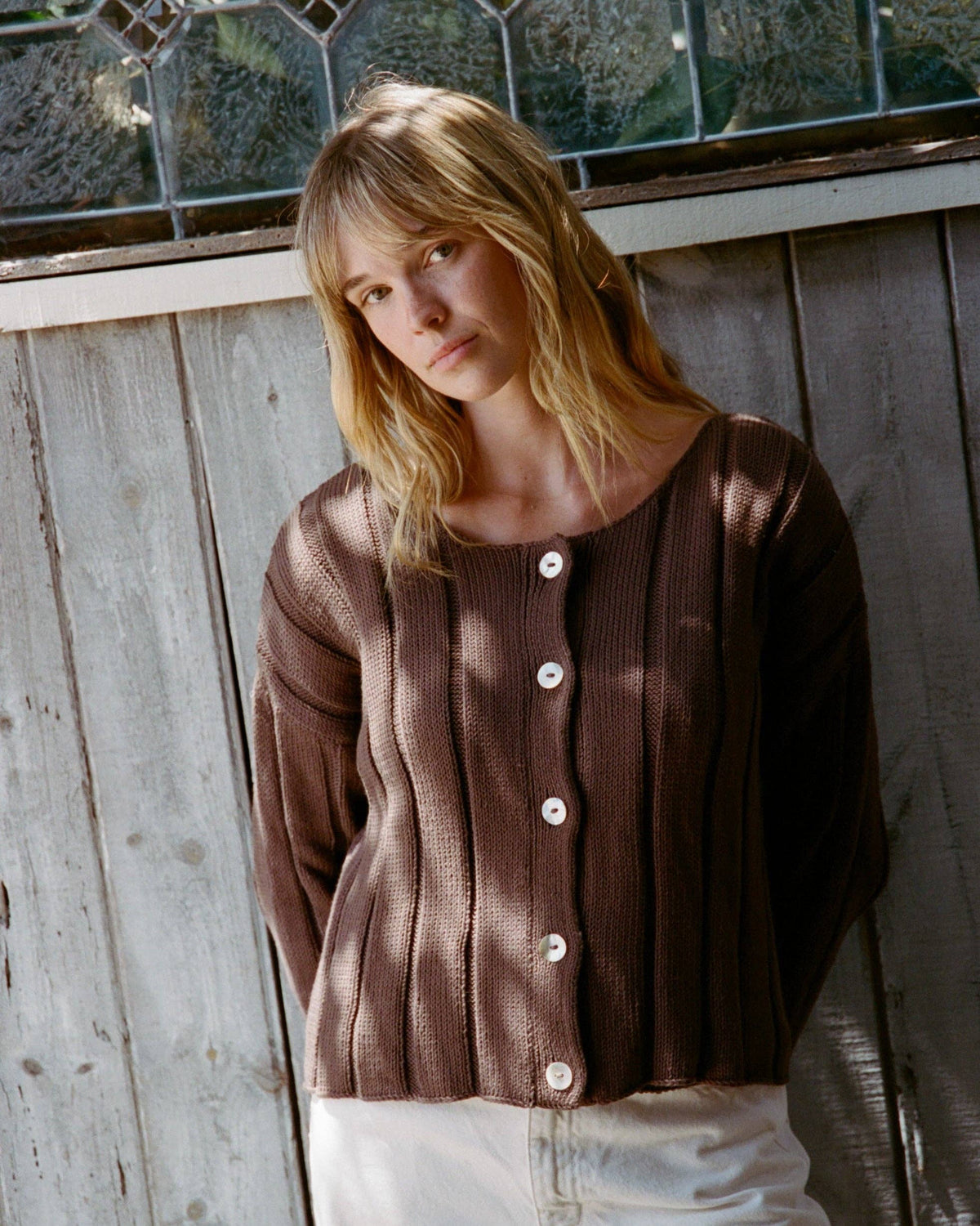 Anne Ribbed Knit Cardigan | Chocolate