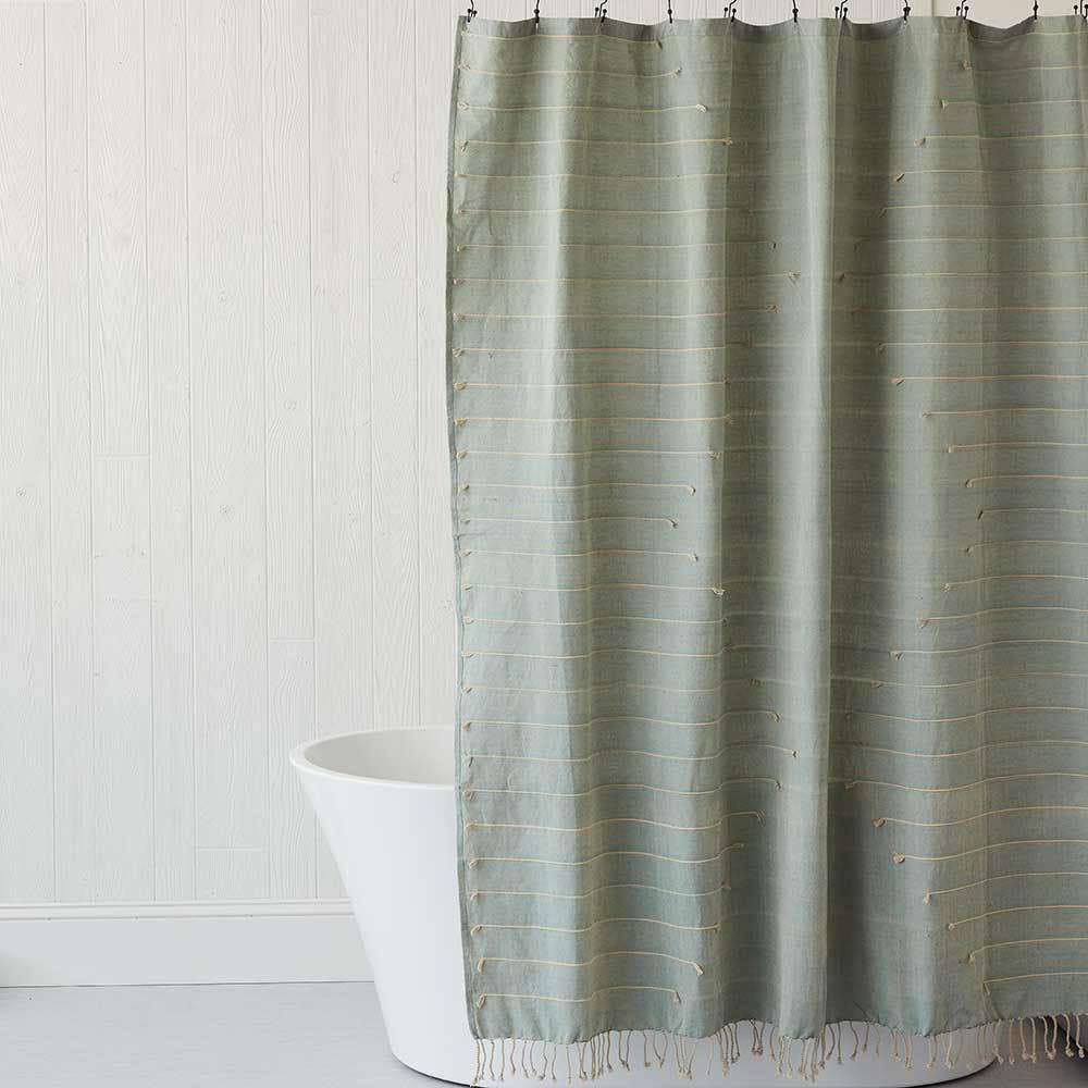 SERRV International - Aqua Ridgeline Reflection Woven Shower Curtain