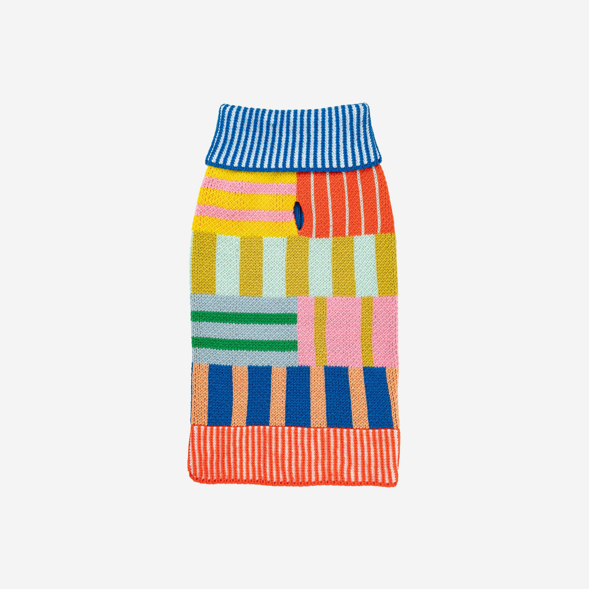 Patchwork Stripe Dog Sweater: Rainbow