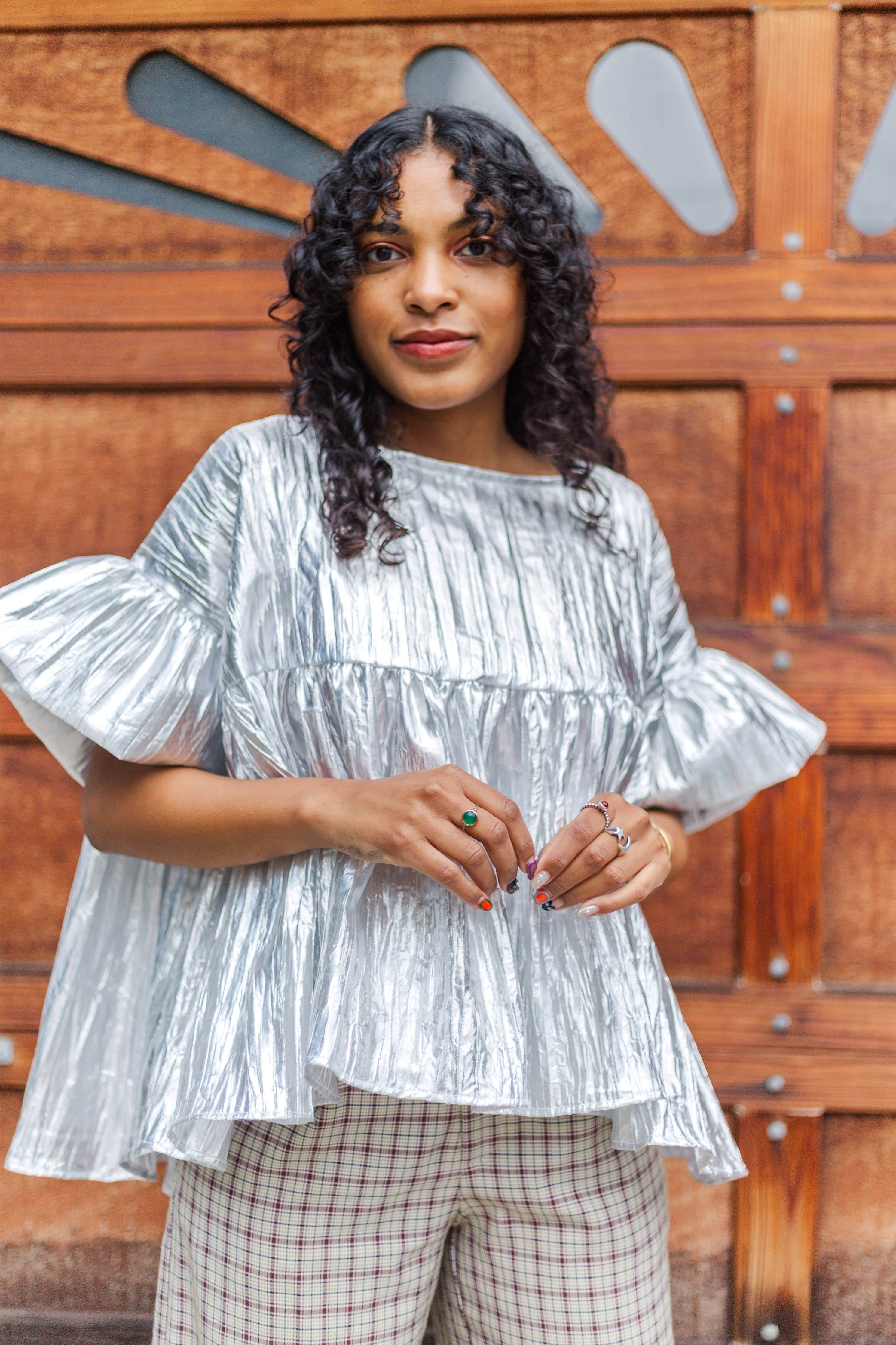Silver Metallic Mushroom Top