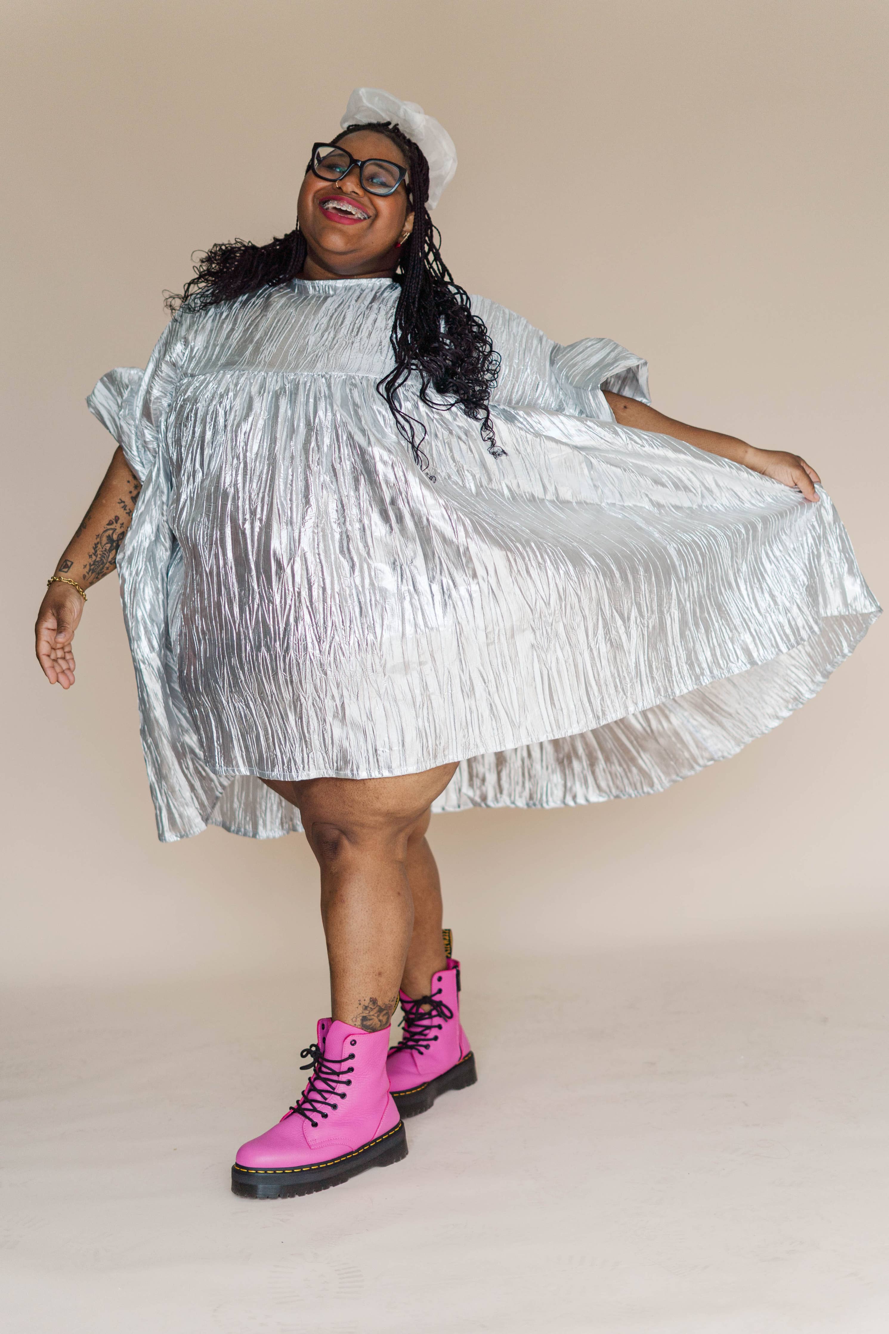 Silver Metallic Mini Dress