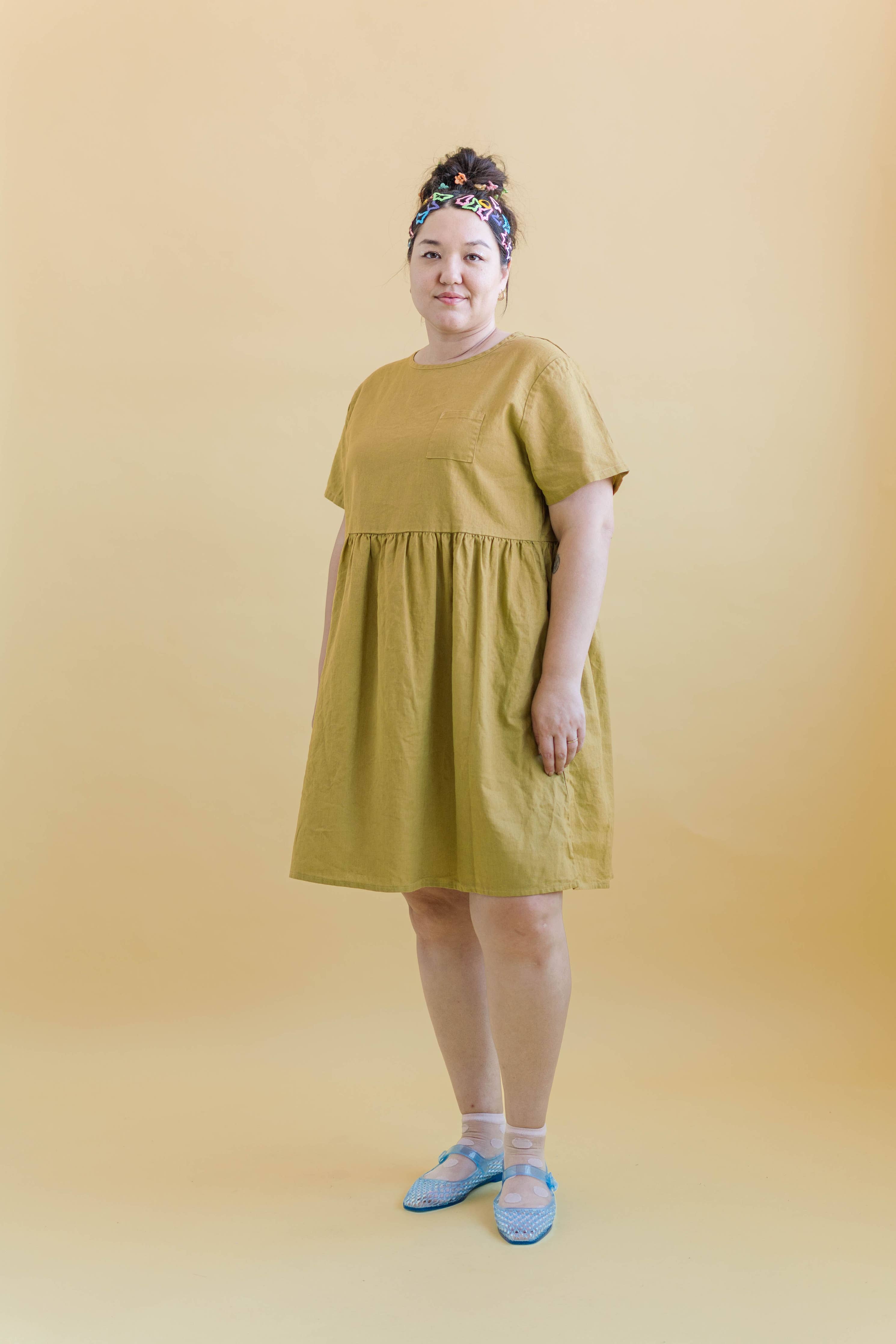 Green Linen Pocket Shirtdress