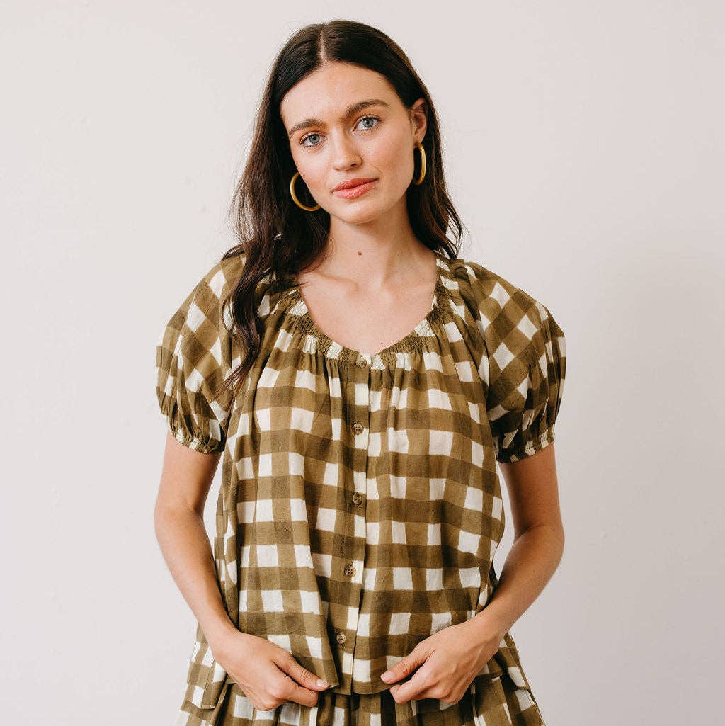 Painted Gingham Frances Top