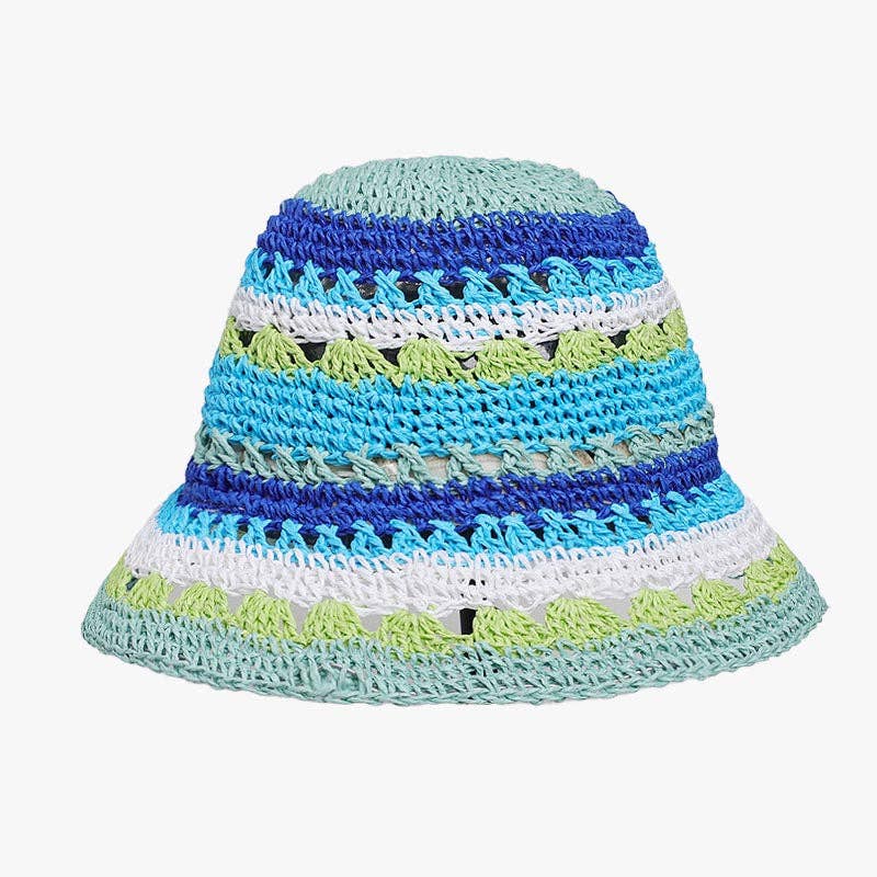 Dipped Shop - Fashion Color Block Striped Knit Bucket Hat 8BK6HAT41: Beige