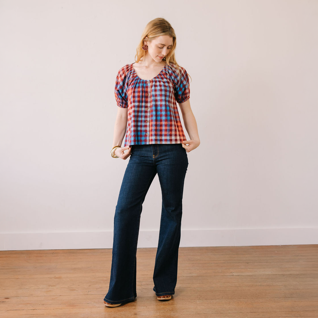 Cabernet Gingham Frances Top