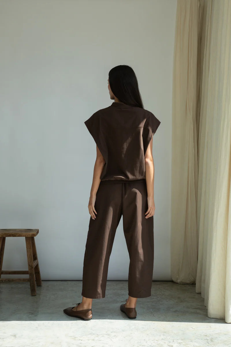 Cedar Organic Cotton Poplin Trouser | Cacao