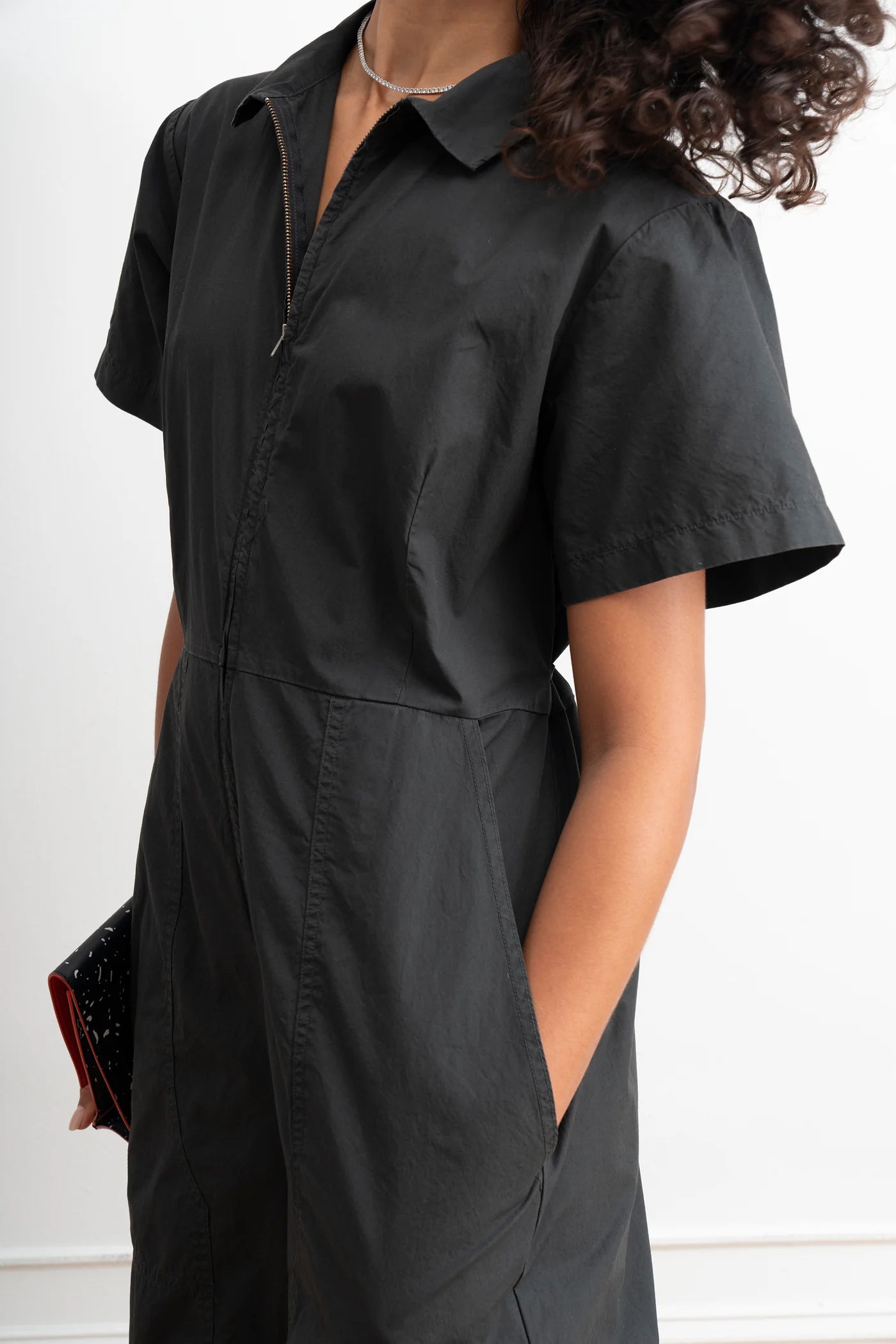 Clara Short Sleeve Parachute Leg Jumpsuit | Black