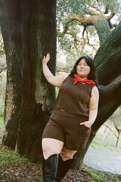 Braided Knit Vest - Chocolate