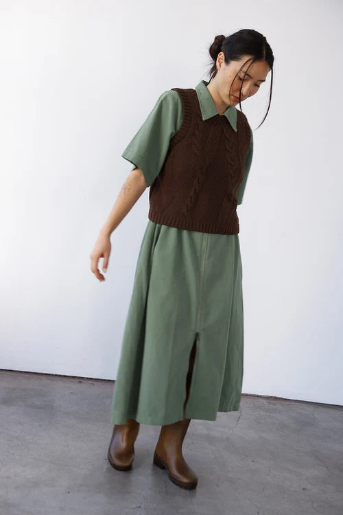 Braided Knit Vest - Chocolate