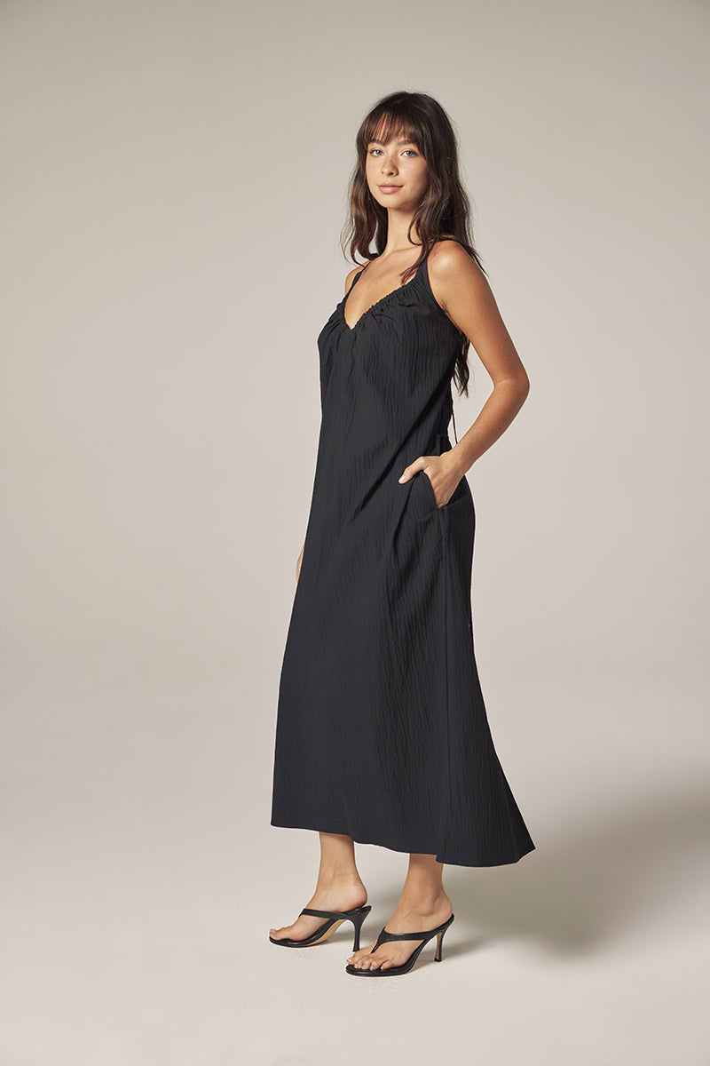 Front Shirring V-Neck Dress