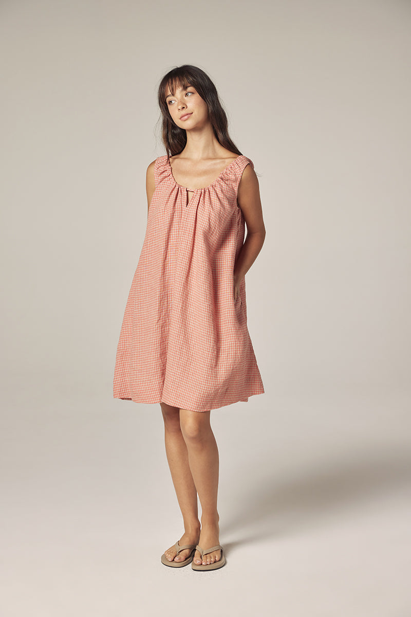 Gingham Linen Mini Dress Gingham Linen Mini Dress